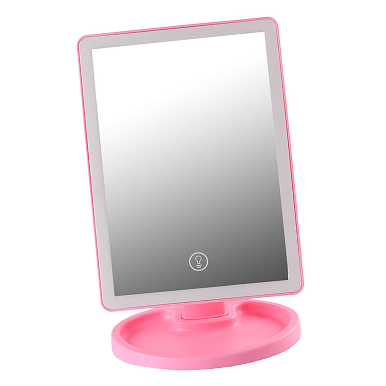 LED Makeup Mirror Portable USB Rotatable for Make Up Shaving Pink