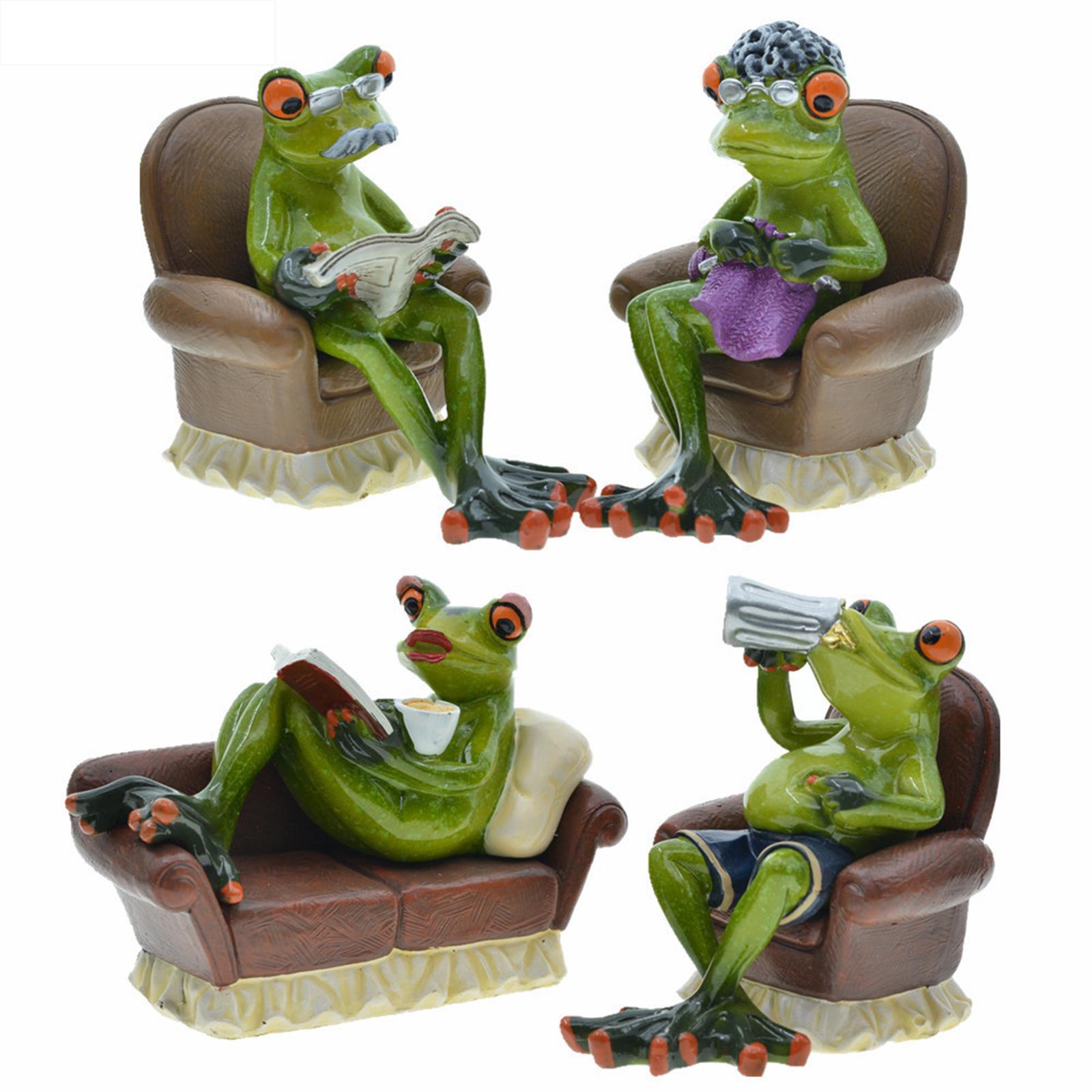 Resin Leggy Couple Frog Figurine Statue Decor Sculpture 8cmx10cm