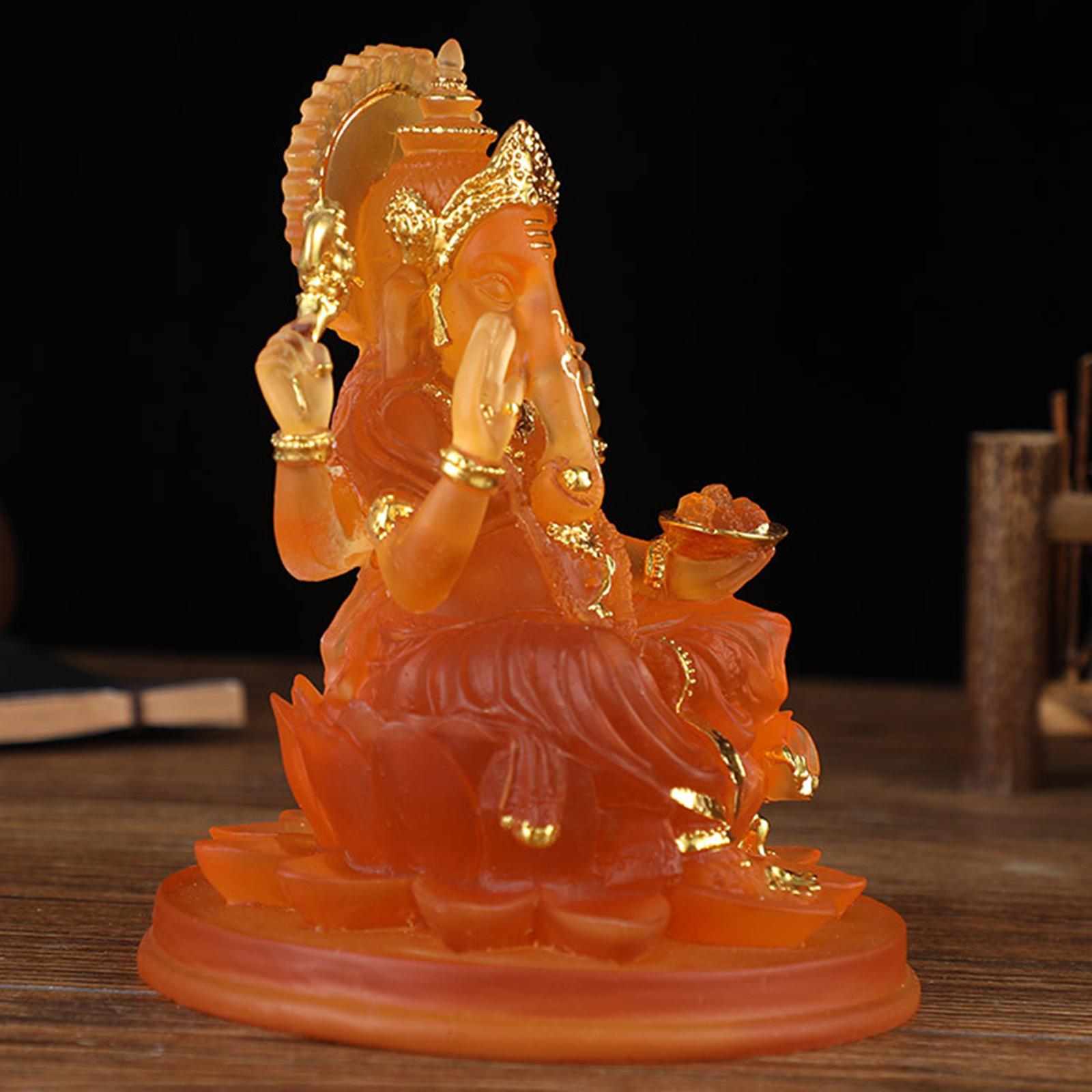 Hindu Elephant God Statue Handcrafted Buddha Figurine for Tabletop Ornament