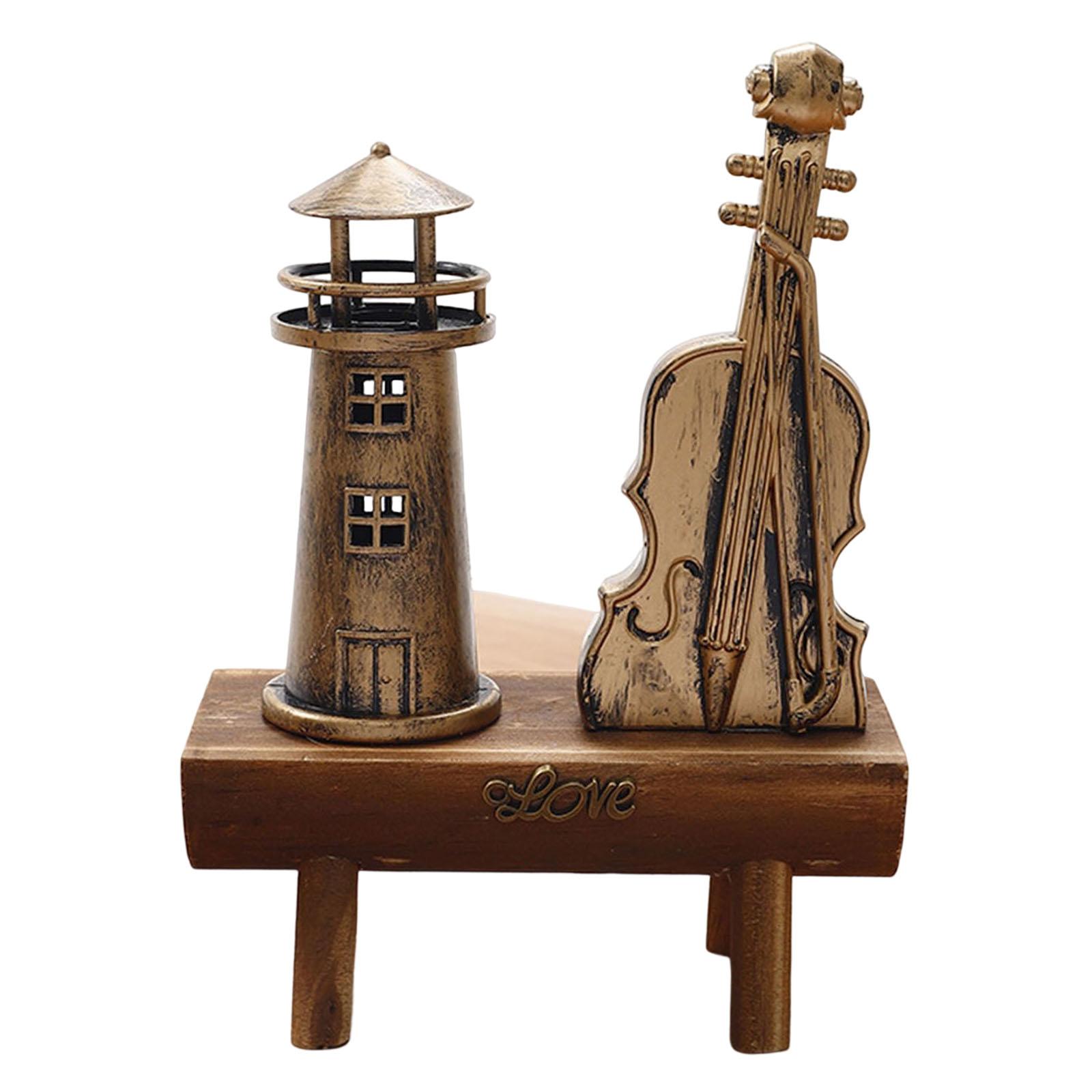 Miniature Wooden Model Crafts Ornament Kids Gift for Desktop Home Decor Lighthouse