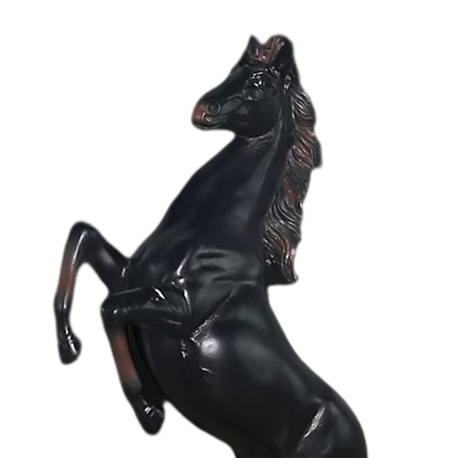 Standing Horse Resin Statue Rearing Horse Art Figurine Sculpture Black