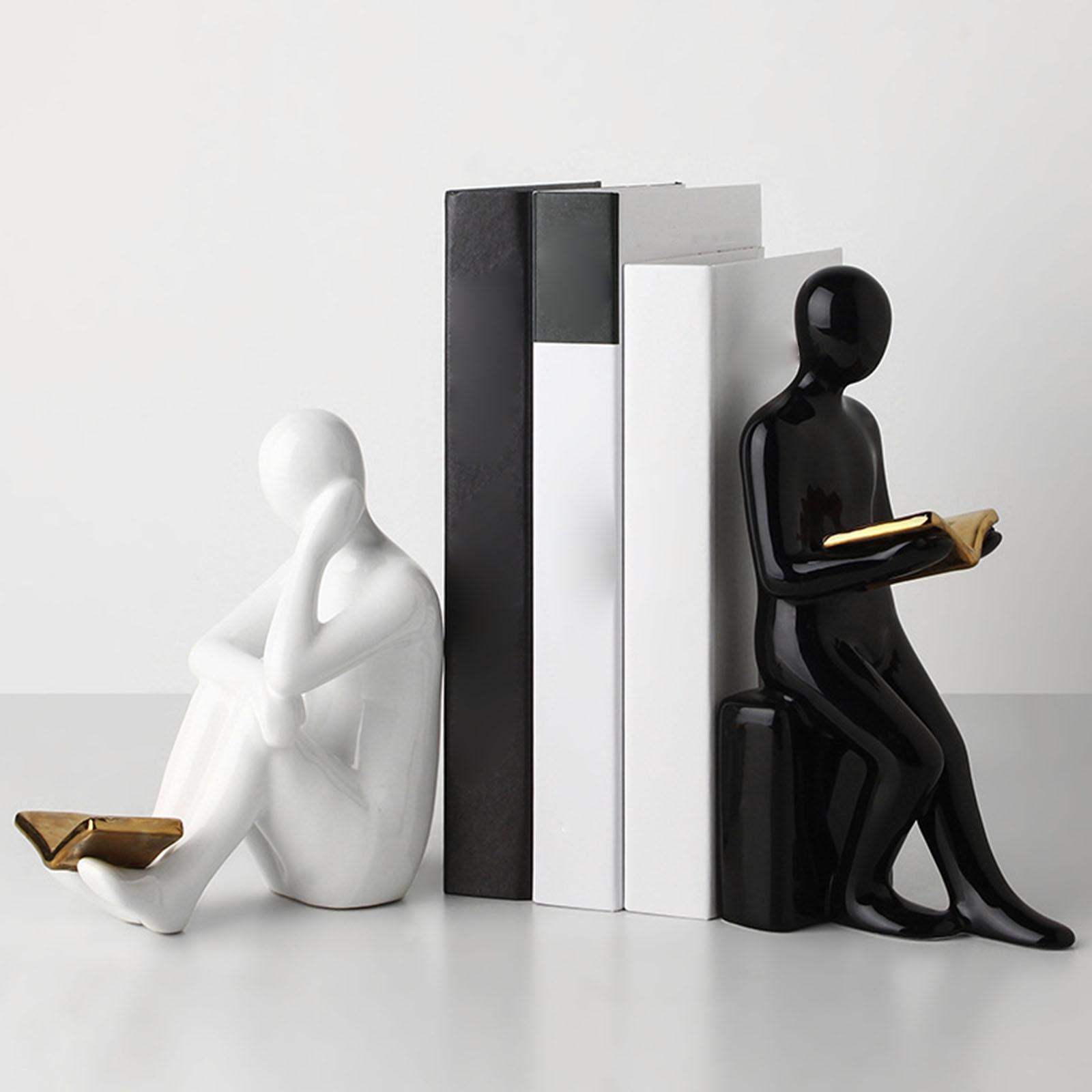 Ceramic Human Statues Abstract Figurines Collectible Sculpture Black White