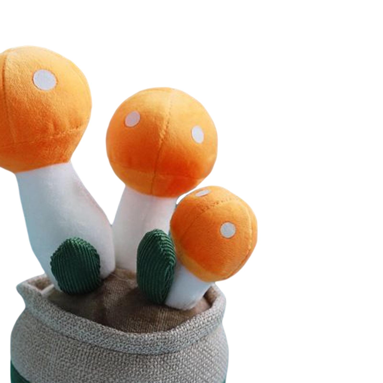 Cute Mushroom Plush Toys Lifelike Cartoon for Dining Room Nursery Girls Boys Orange