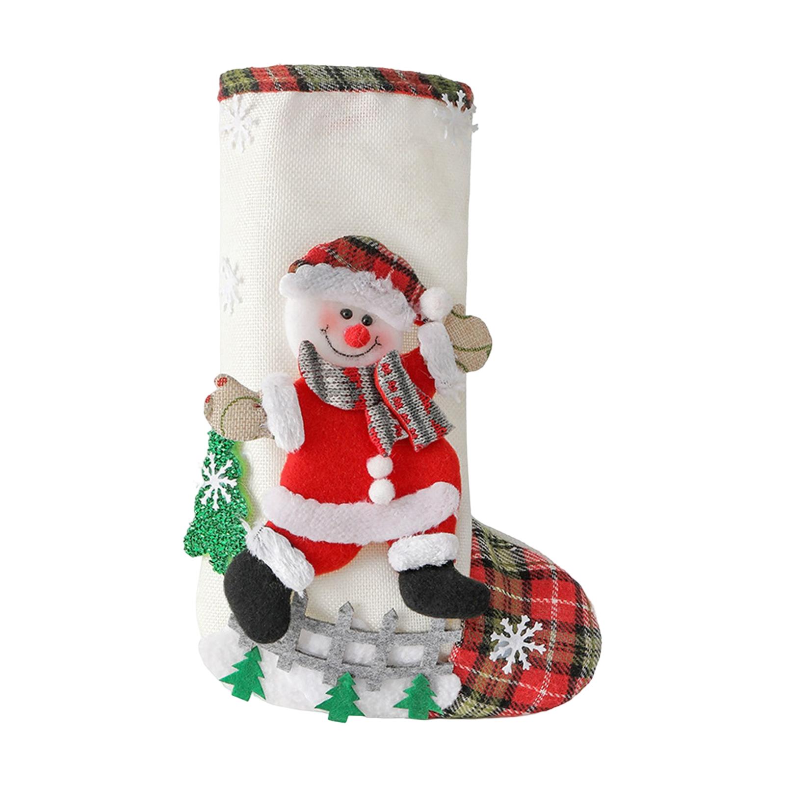 Fashion Christmas Sock Holiday Party Gift Bag Festival Fireplace Kids Snowman 