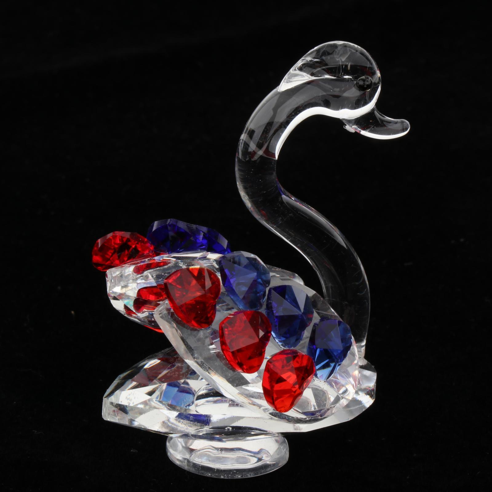 Statues Sculptures Birthday Anniversary Party Swan Crystak Figurines Home Blue Red