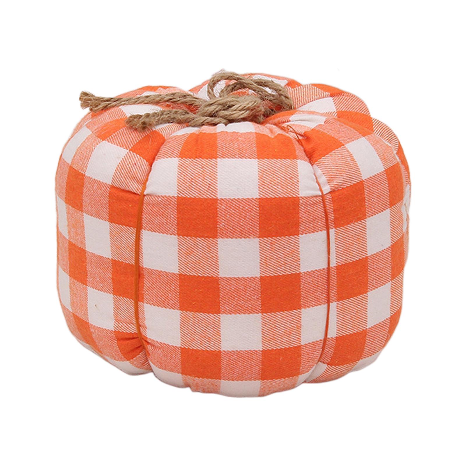 Plaid Fabric Pumpkin Thanksgiving Autumn Harvest for Home Fireplace Holiday 19cmx15cm