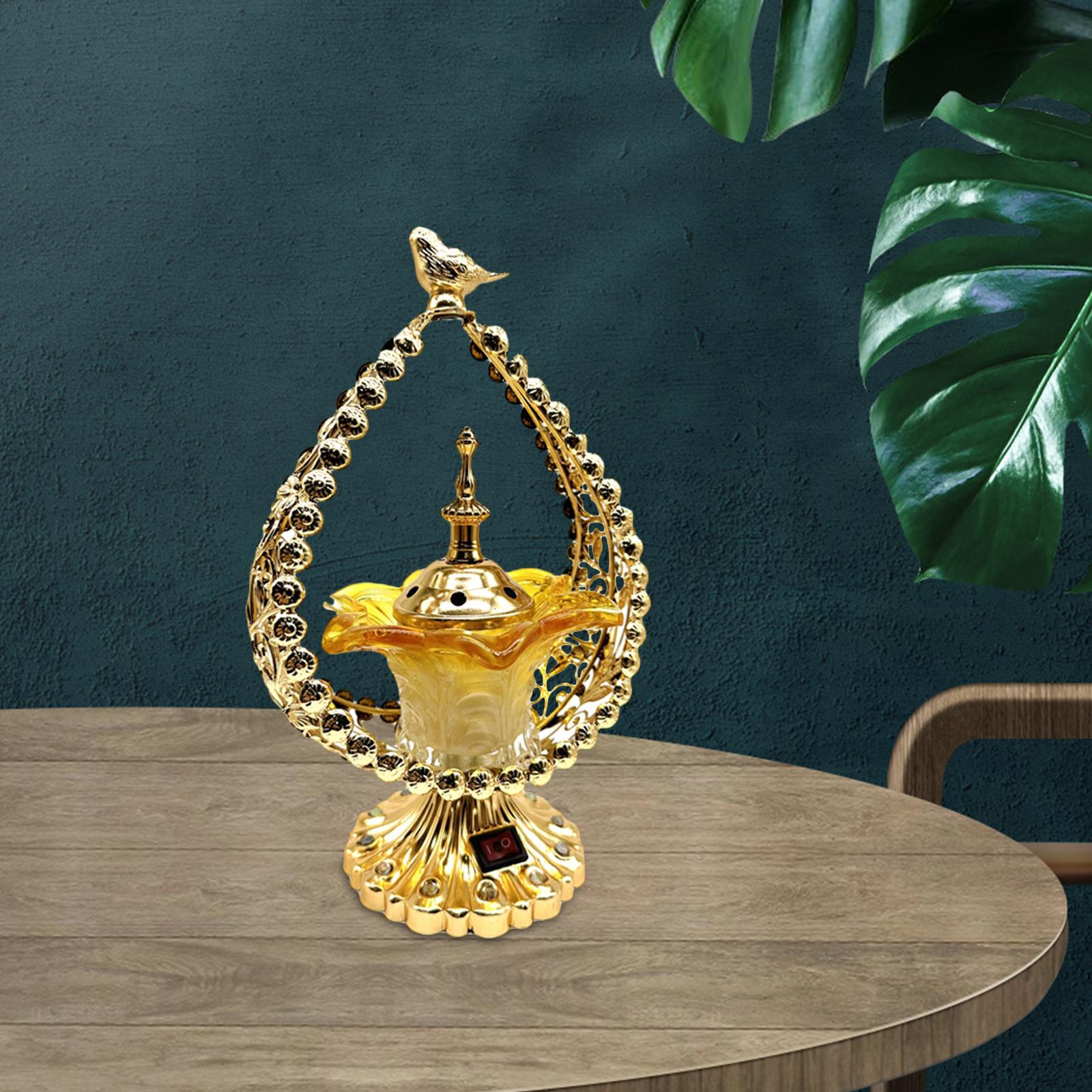 Electric Incense Burner Ornament Ash Catchers Golden for Bedroom SPA Office