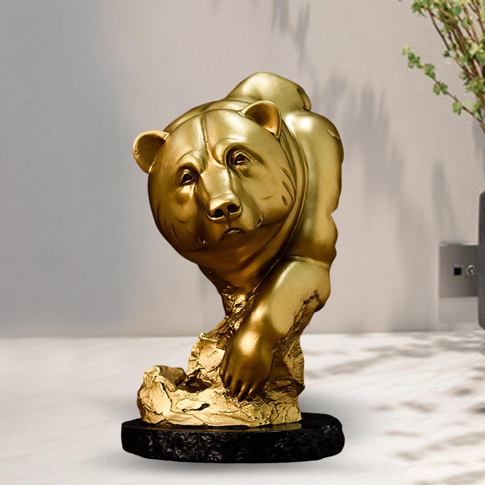 Creative Bear Figurine Resin Animal Statue Art Crafts Ornament for Decor Aureate
