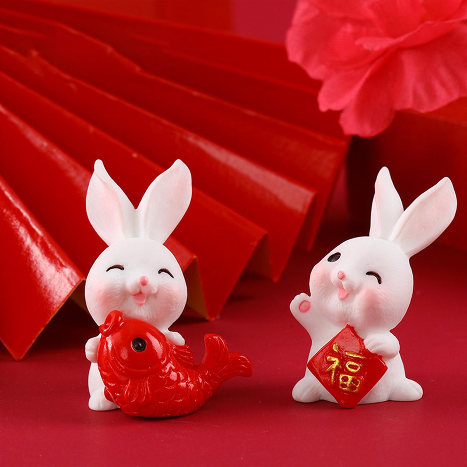 6x Miniature Rabbit Figures Bunny Figurines for Desktop Decoration Ornament