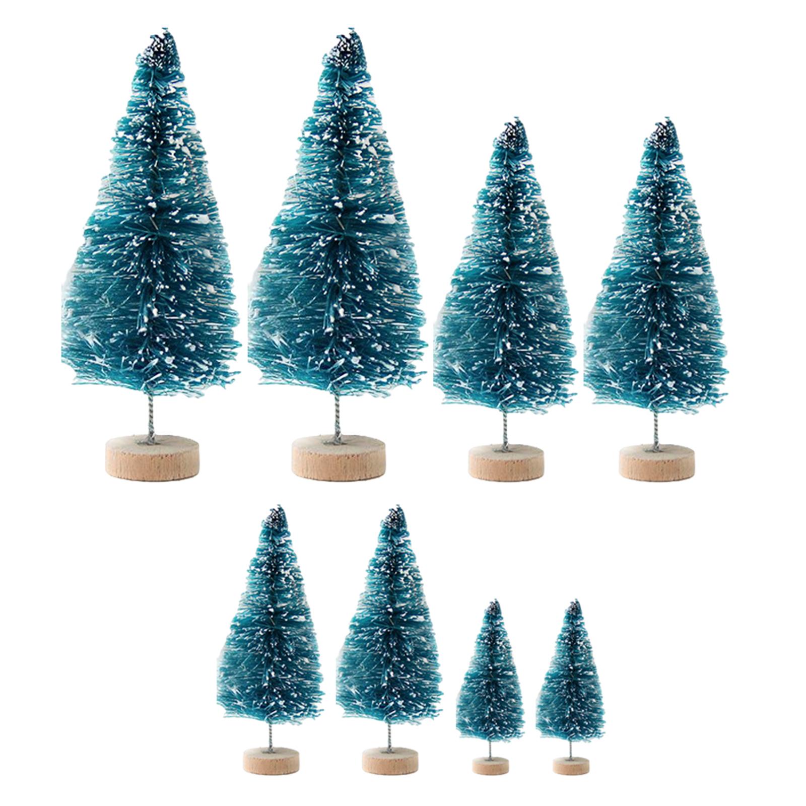 8x Desktop Miniature Pine Tree Ornaments for Desk Christmas Party Holiday Blue