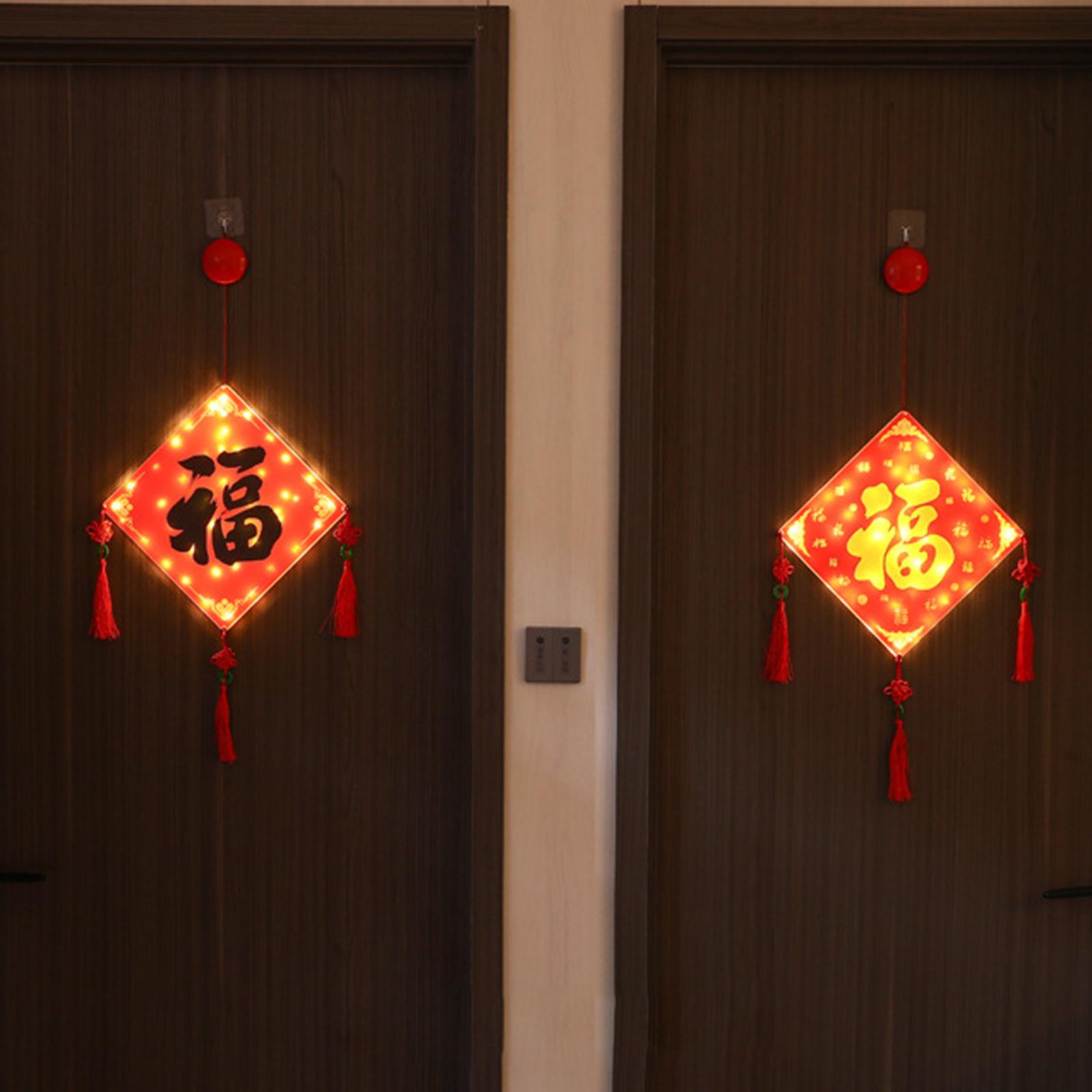 Lighted Chinese New Year Hanging Decorations Tassel for Door Home Decoration Black Fu