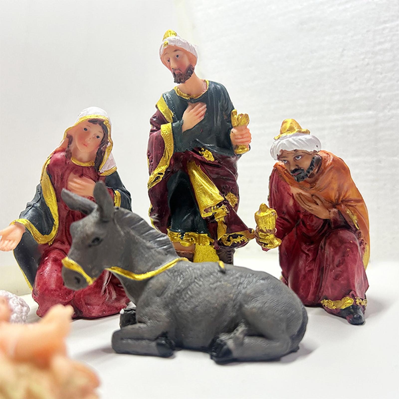 11x Nativity Scene Figures Home Religious Decor Layout Crafts Vintage Style