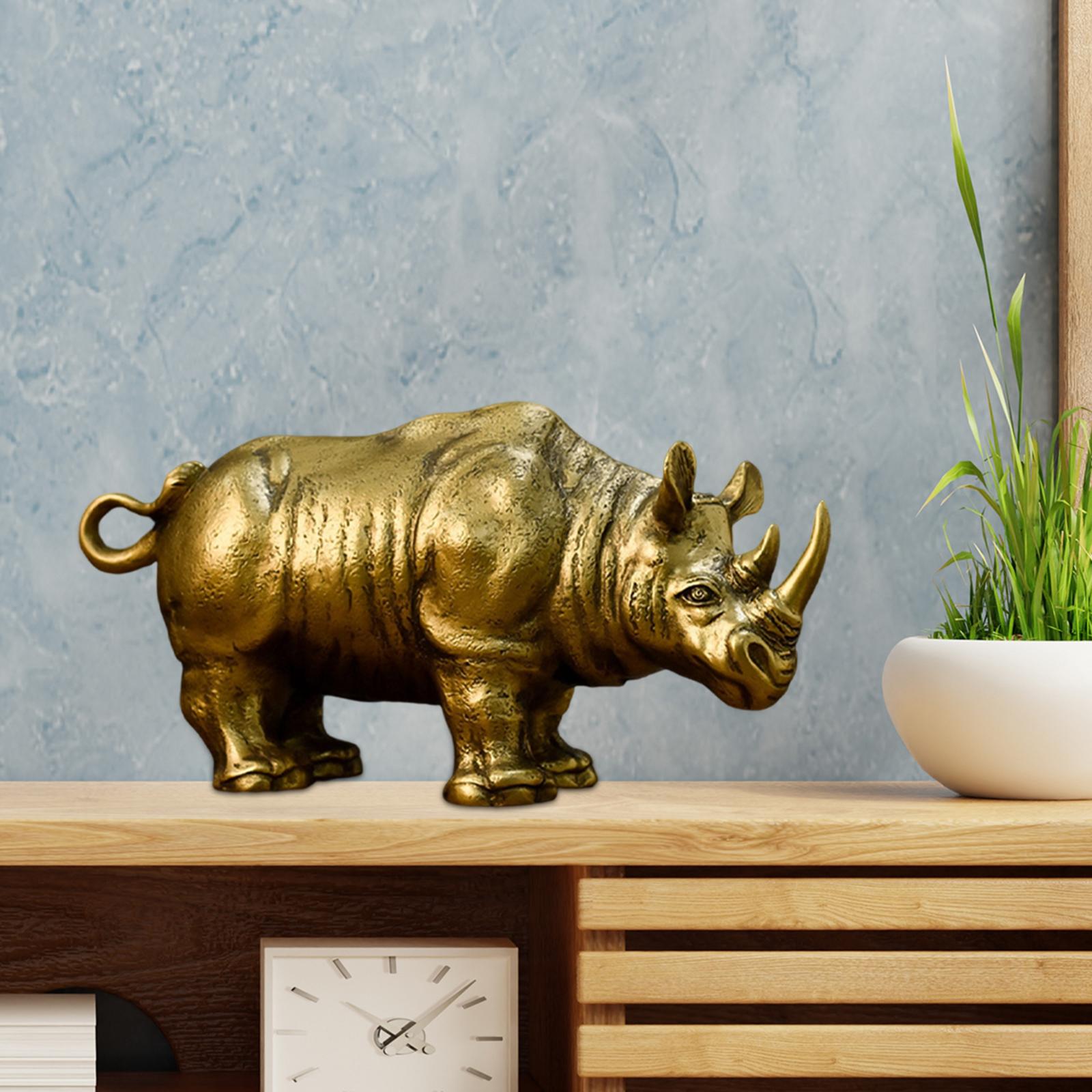 Rhinoceros Statue Collectible Animal Sculpture for Decoration L