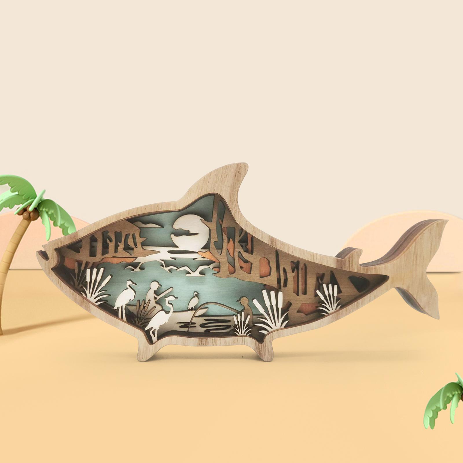 Marine Animals Wooden Decor Figurines Desktop Nautical Home Decor Hanging style B