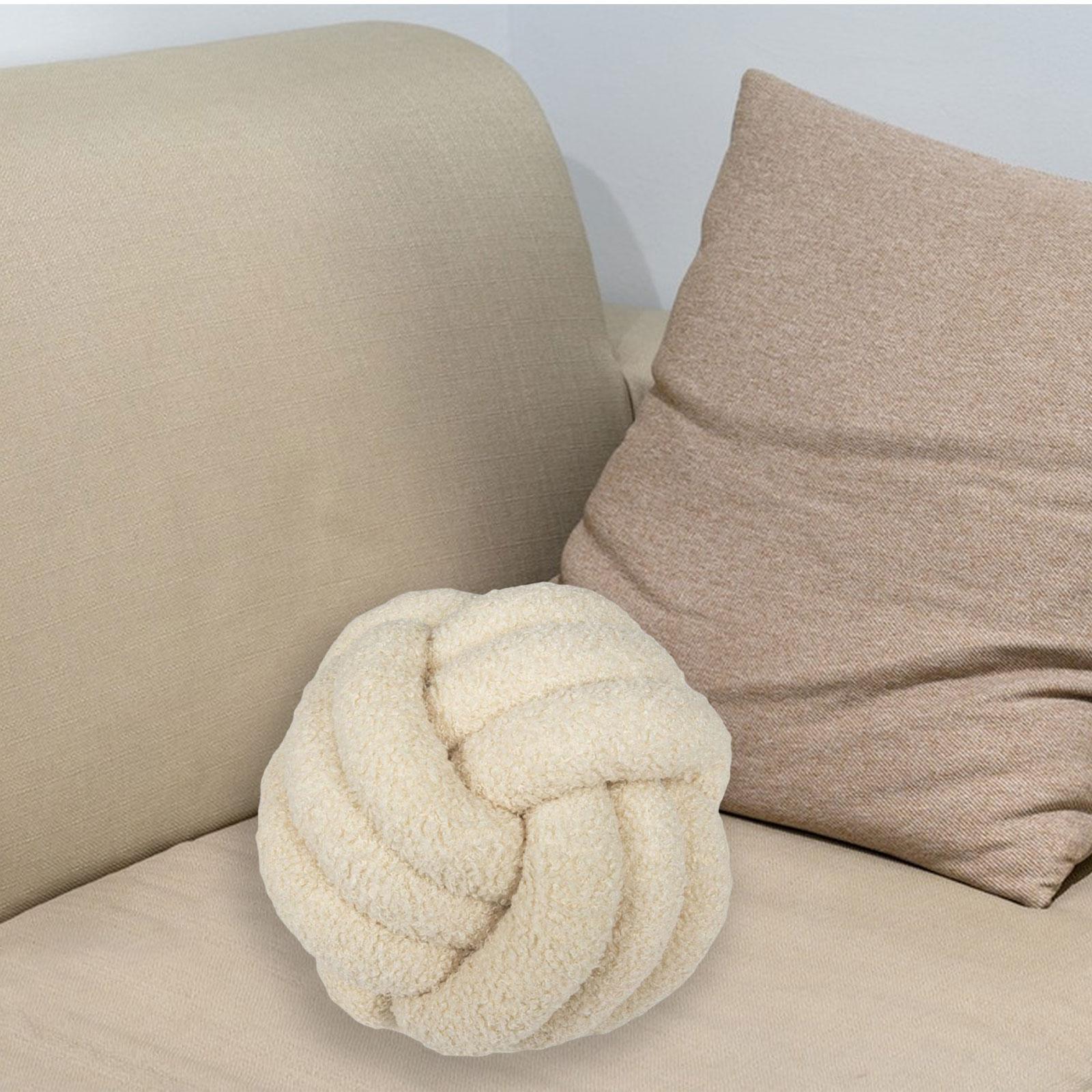 Plush Knot Ball Pillow Diameter 22cm Room Decoration for sofa Couch Beige