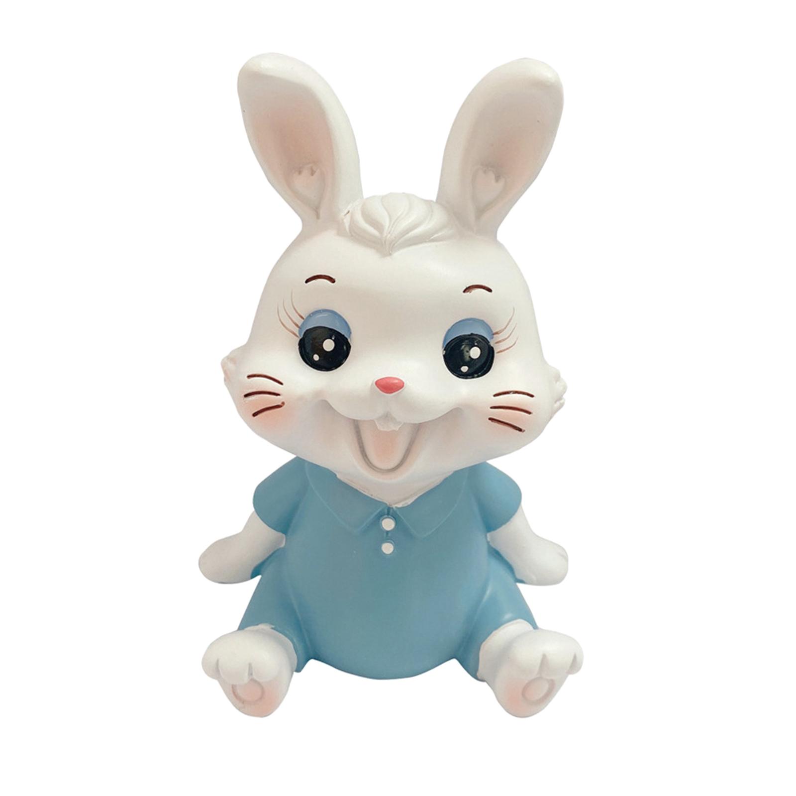 Cute Rabbit Statue Animal Figures Art Sculpture for Office Shelf Decoration Male Bunny 