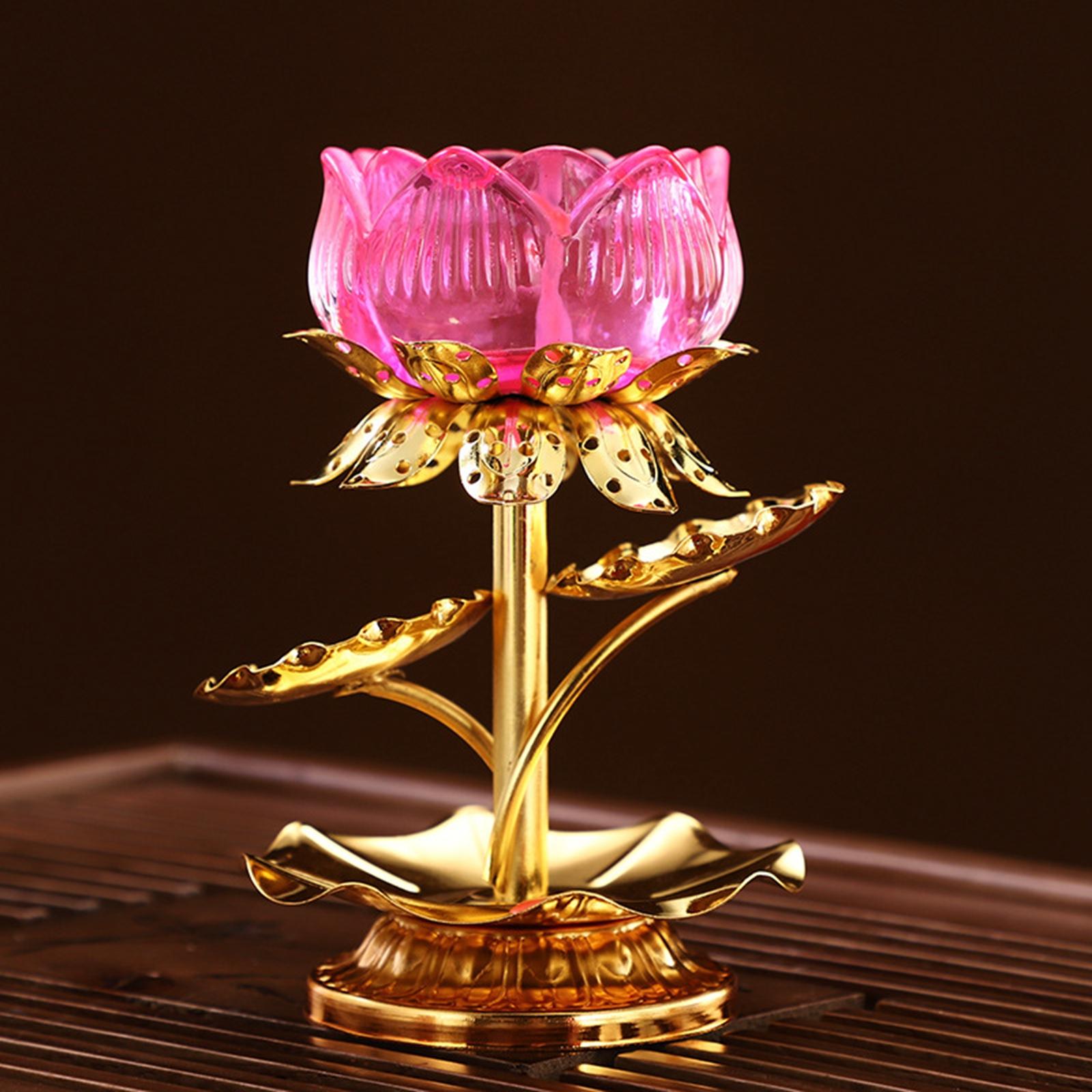 Butter Lamp Holder Meditation Metal Tea Light Candle Holders Altar Supplies Pink
