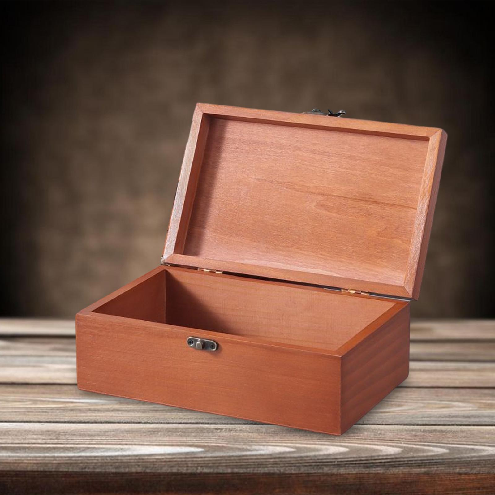Vintage Style Wooden Storage Box Portable Wood Jewelry Box Trinket Organizer S