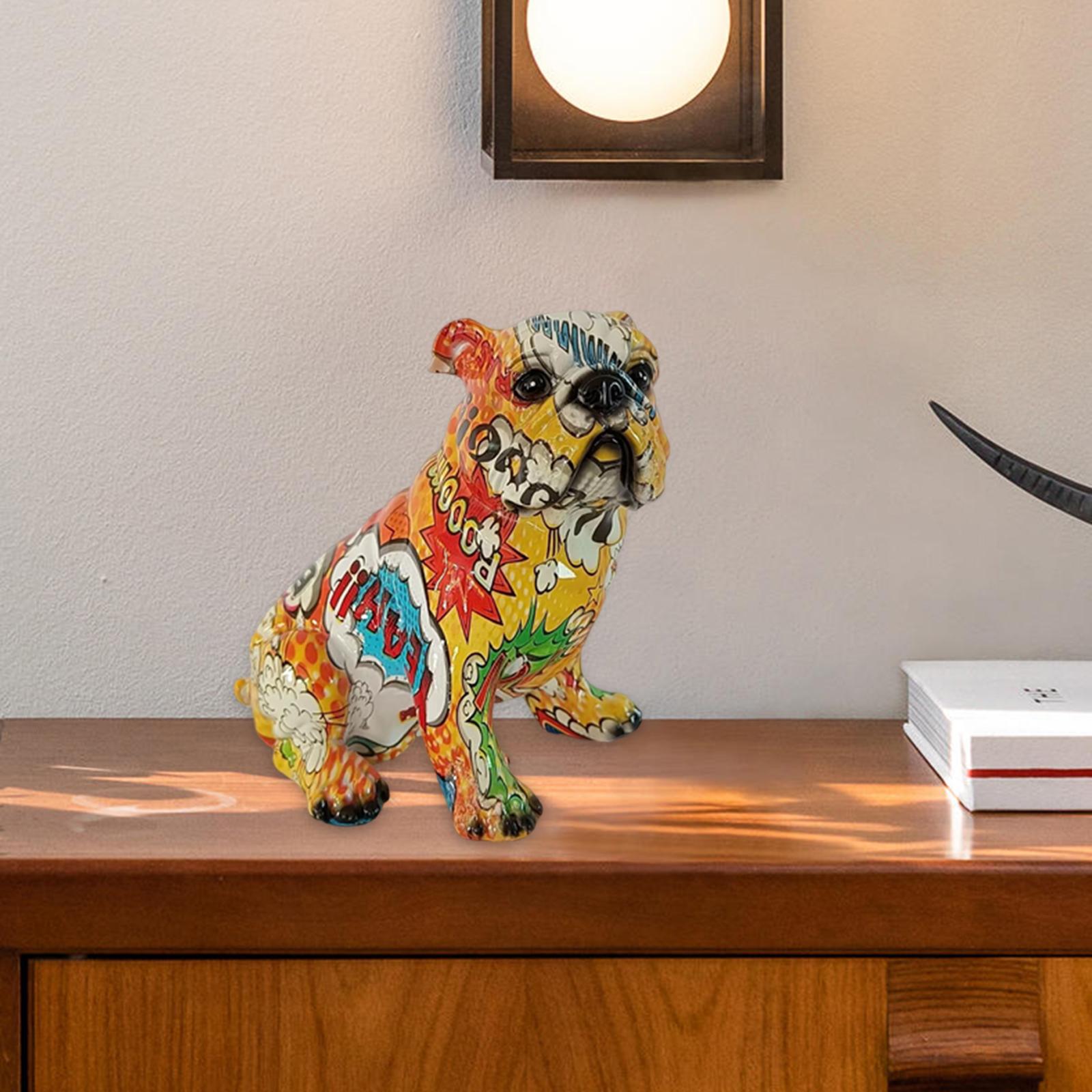 Modern Bulldog Statue Art Figurine Resin for Fireplace Dining Room Bedroom Style B