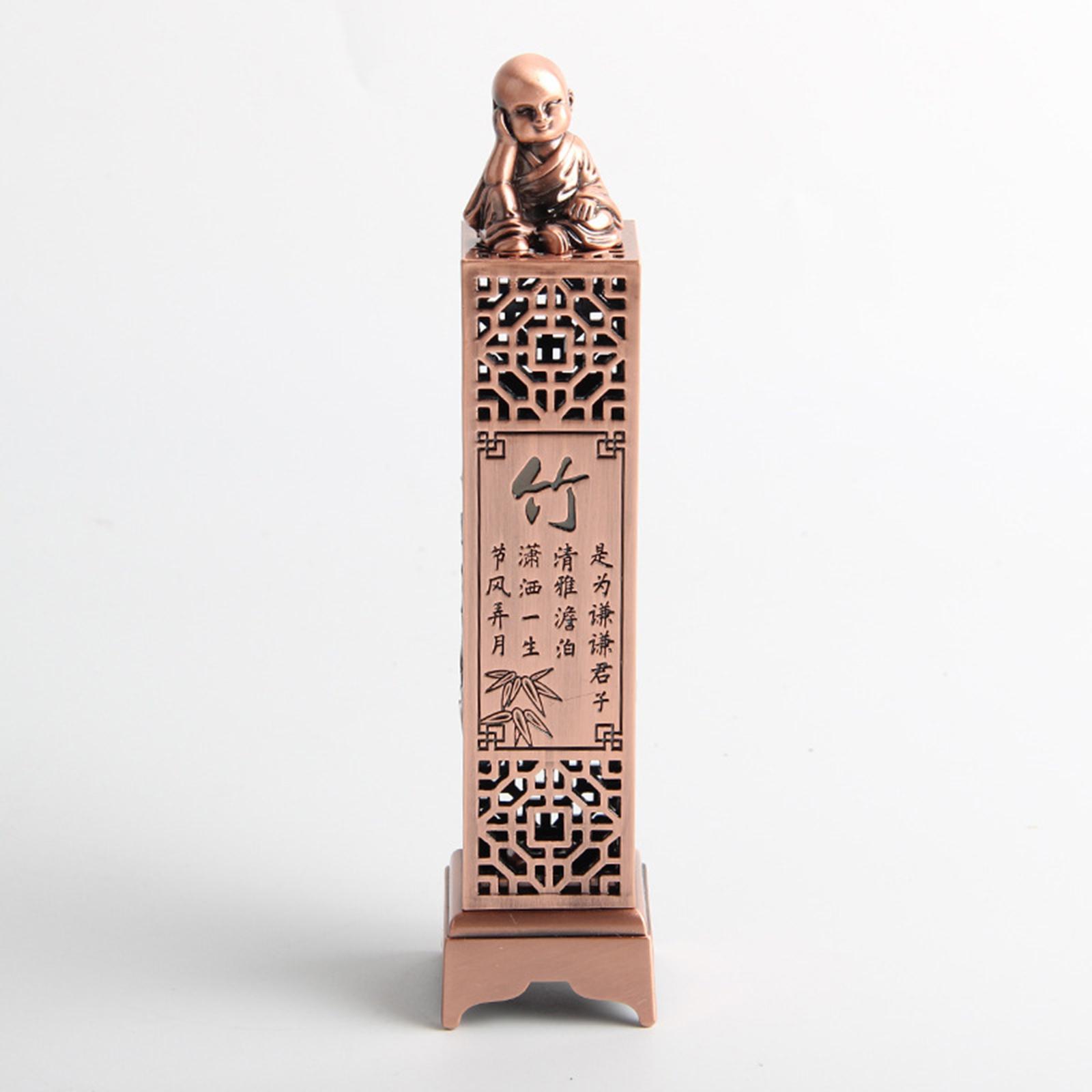 Incense Stick Burner Tower Handmade Carving Gifting Buddha Standing Copper Bamboo