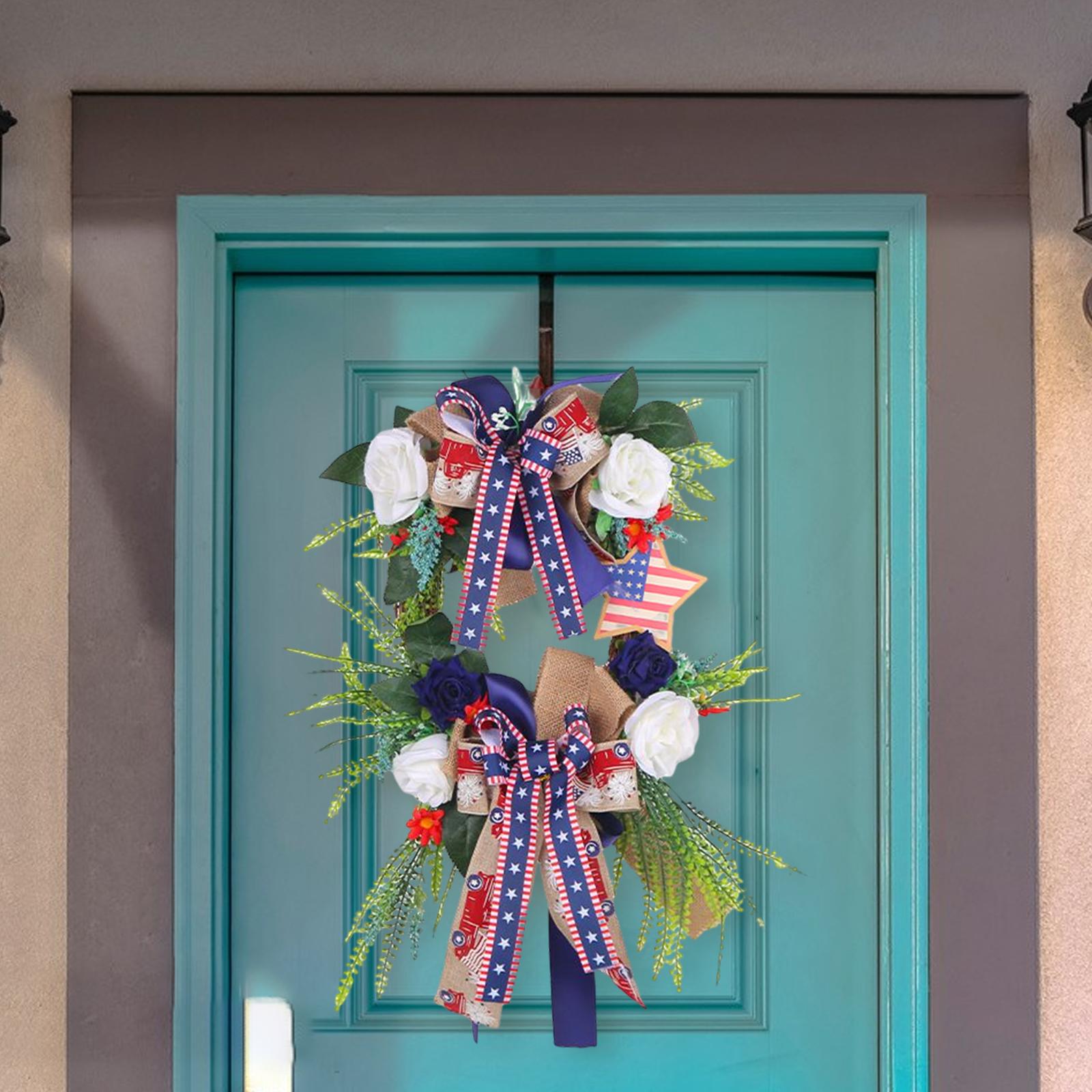 Fourth of July Door Wreath Large Hanging Decorative for Front Door Window