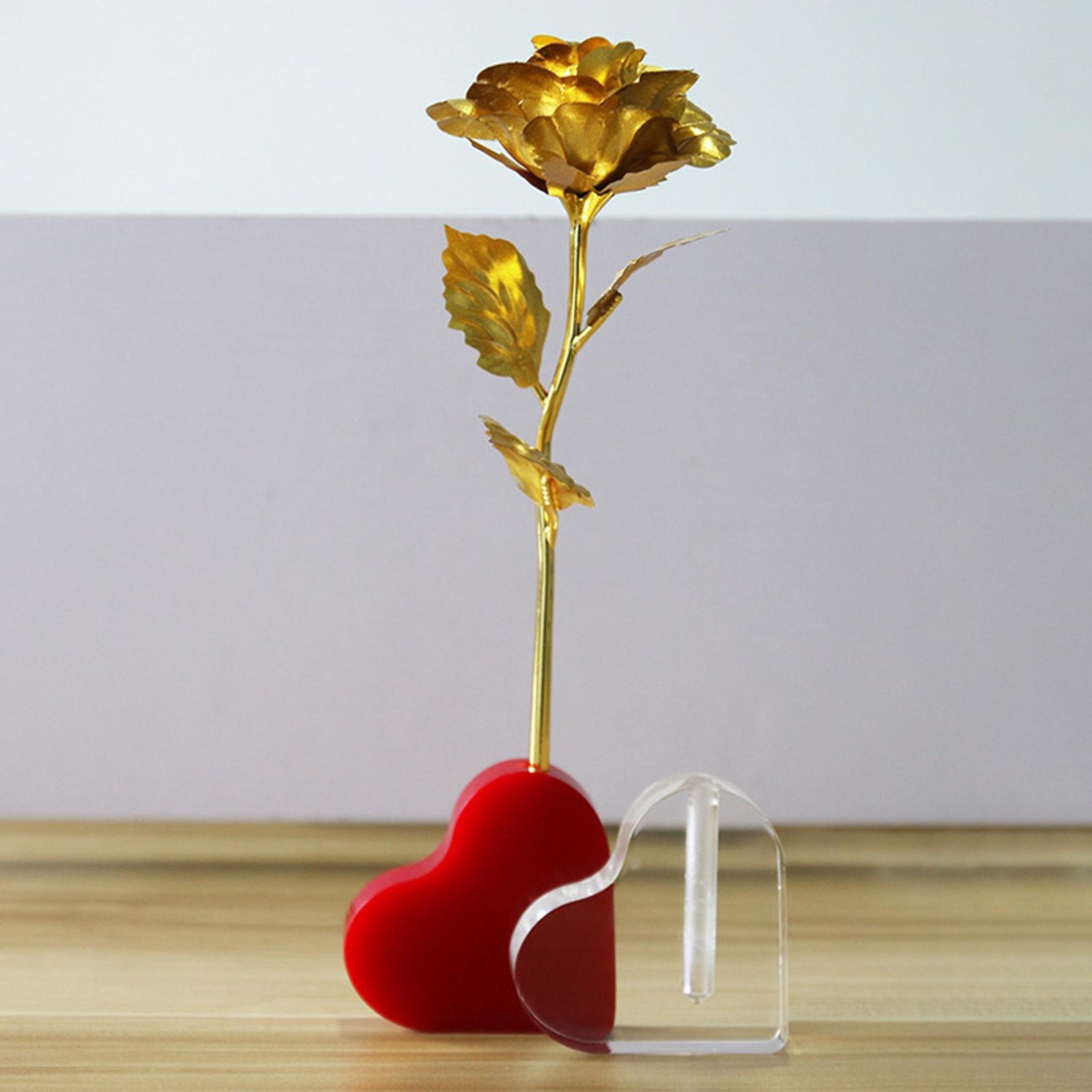 Acrylic Flower Vase Heart Shape Elegant Book Shaped for Office Bookshelf
