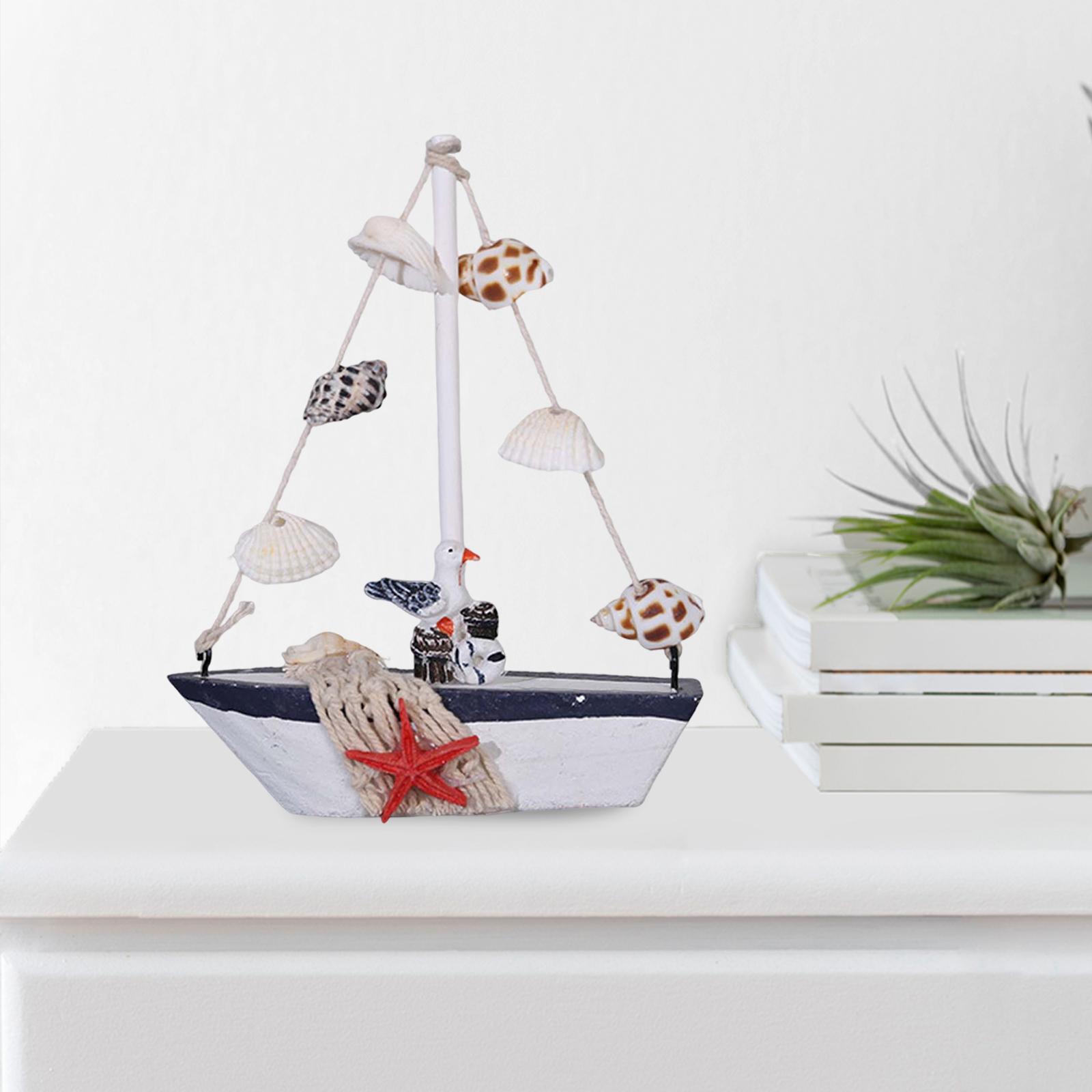 Sailboat Model Decor Ornament Wooden Sailing Boat Lightweight for Desk Seagull