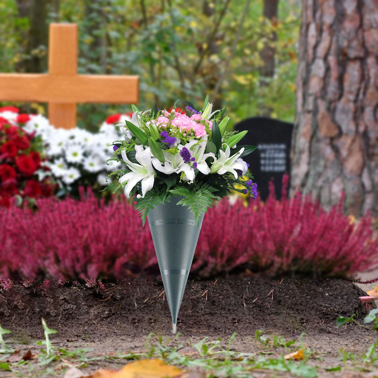 Multifunction Cone Cemetery Vase Art Vases for Cemetery Lawn Ornaments
