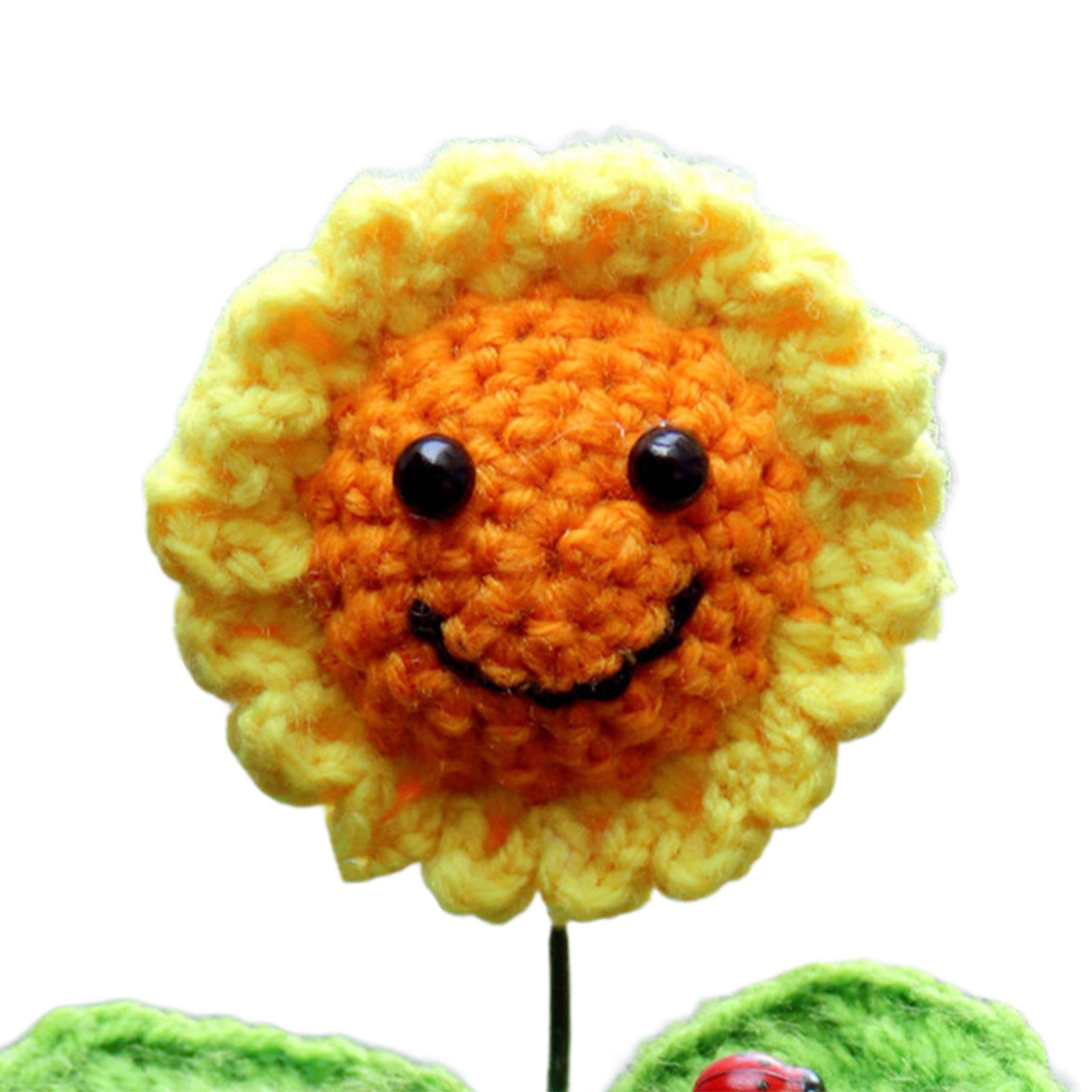 Shaking Sunflower Car Accessories Knitted Flowers Decoration for Ladies Cafe Single Head