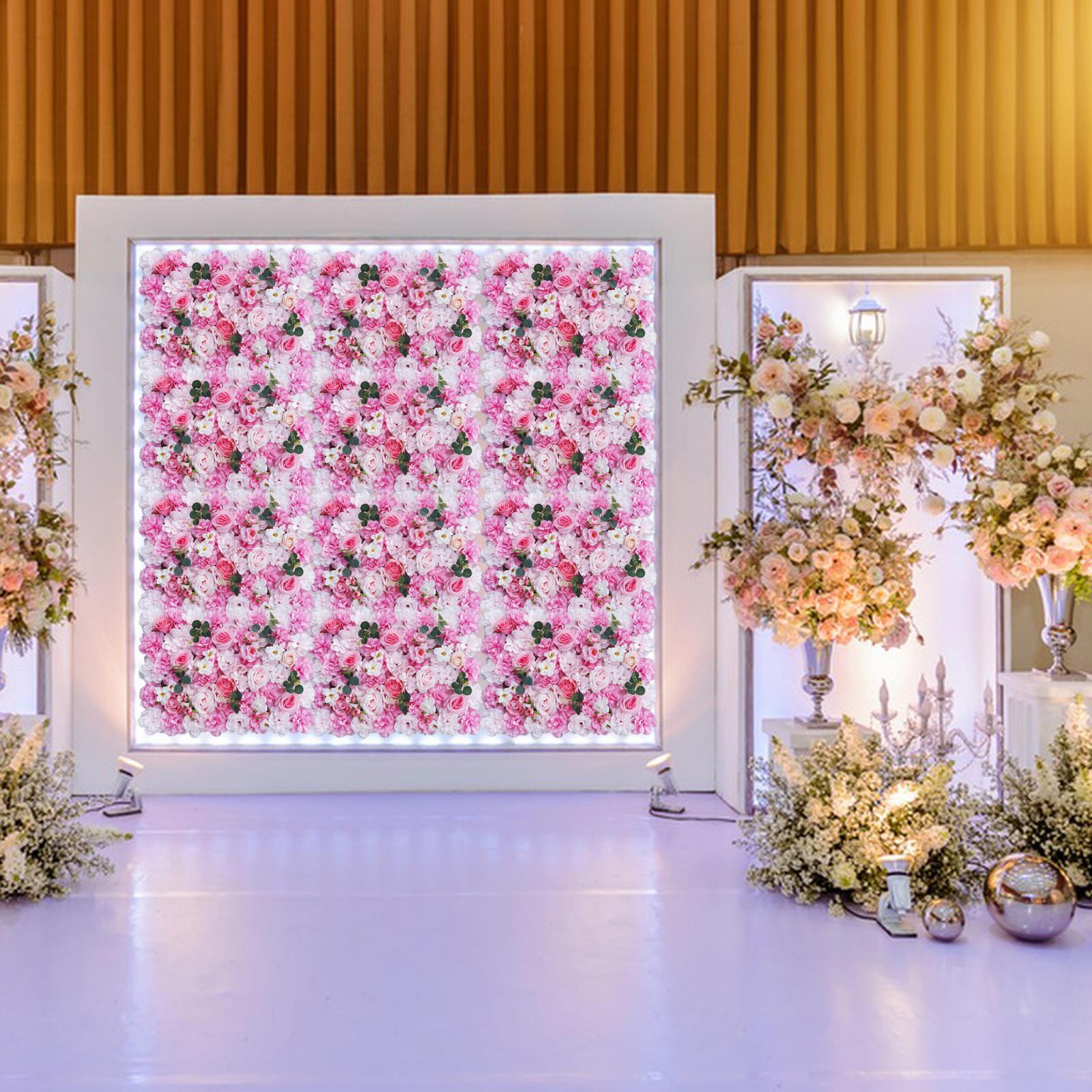Artificial Flower Wall Panel Floral Panel Background for Wedding Stage Decor Dark Pink Light Pink