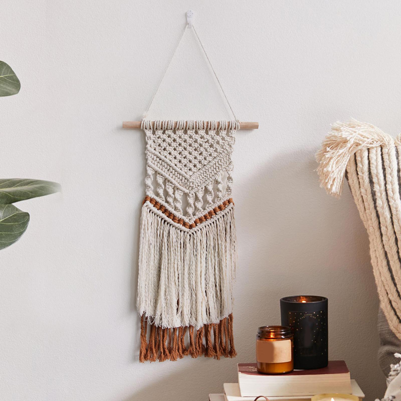 Macrame Wall Hanging Bohemian Chic Hand Woven Tapestry for Apartment Gallery 30cmx55cm