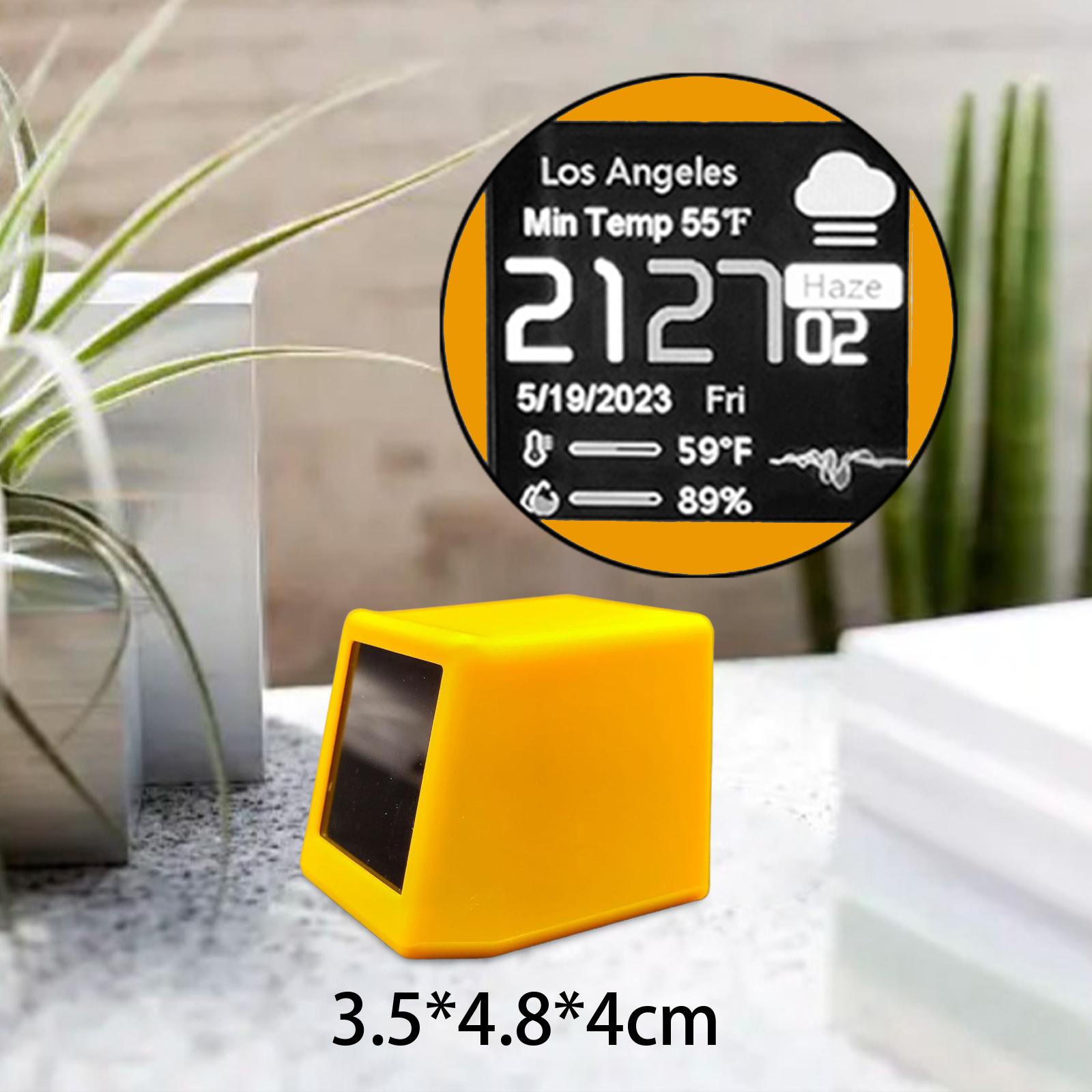 Smart Weather Station Modern Digital Clock for Study Office Living Room Orange
