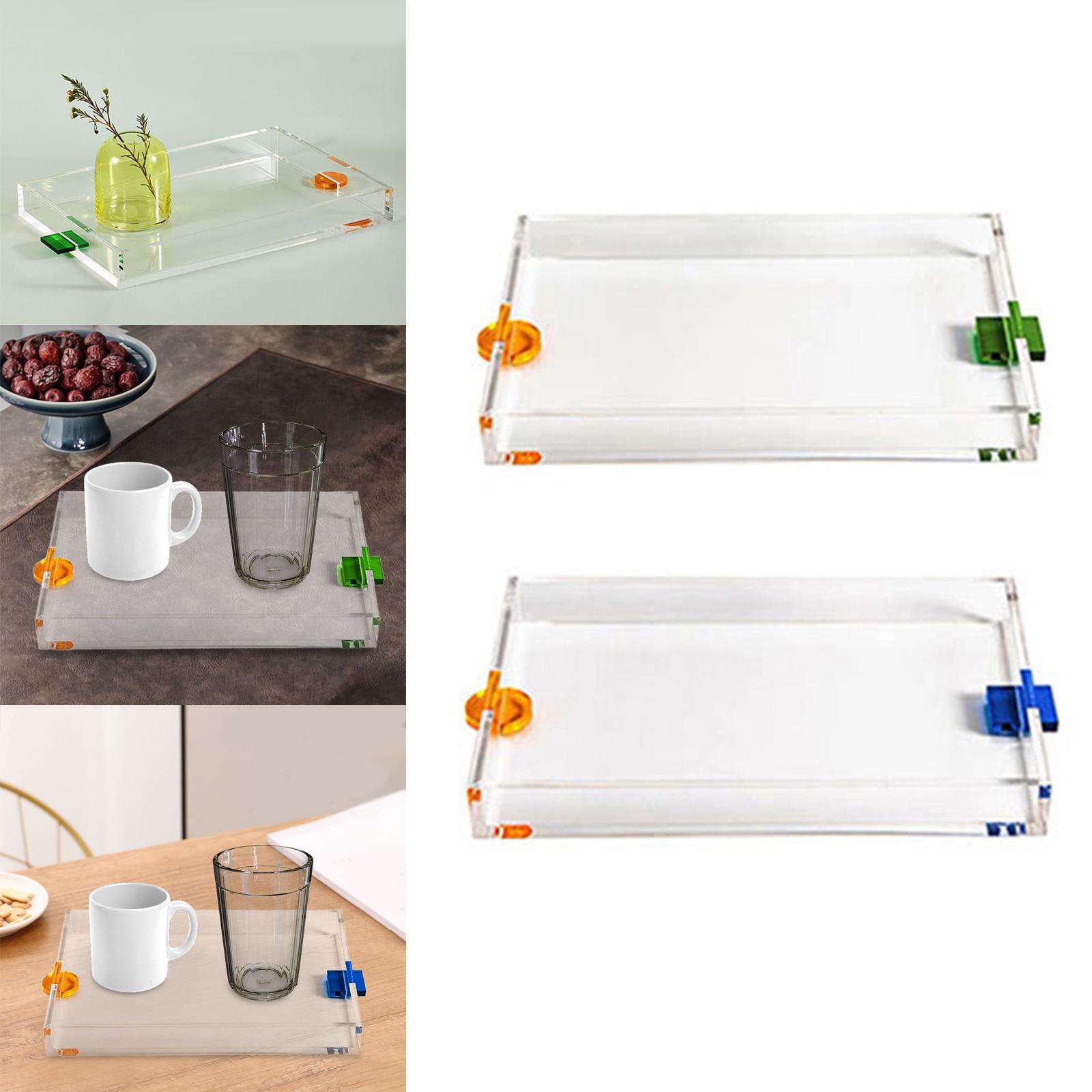 Clear Serving Tray Eating Tray for Bar, Kitchen, Dining Room Multifunctional Orange Green