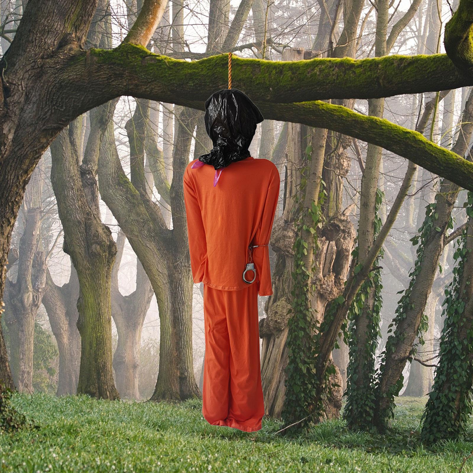 Halloween Handcuffed Orange Prison Uniform Spooky Prisoner Horror Atmosphere