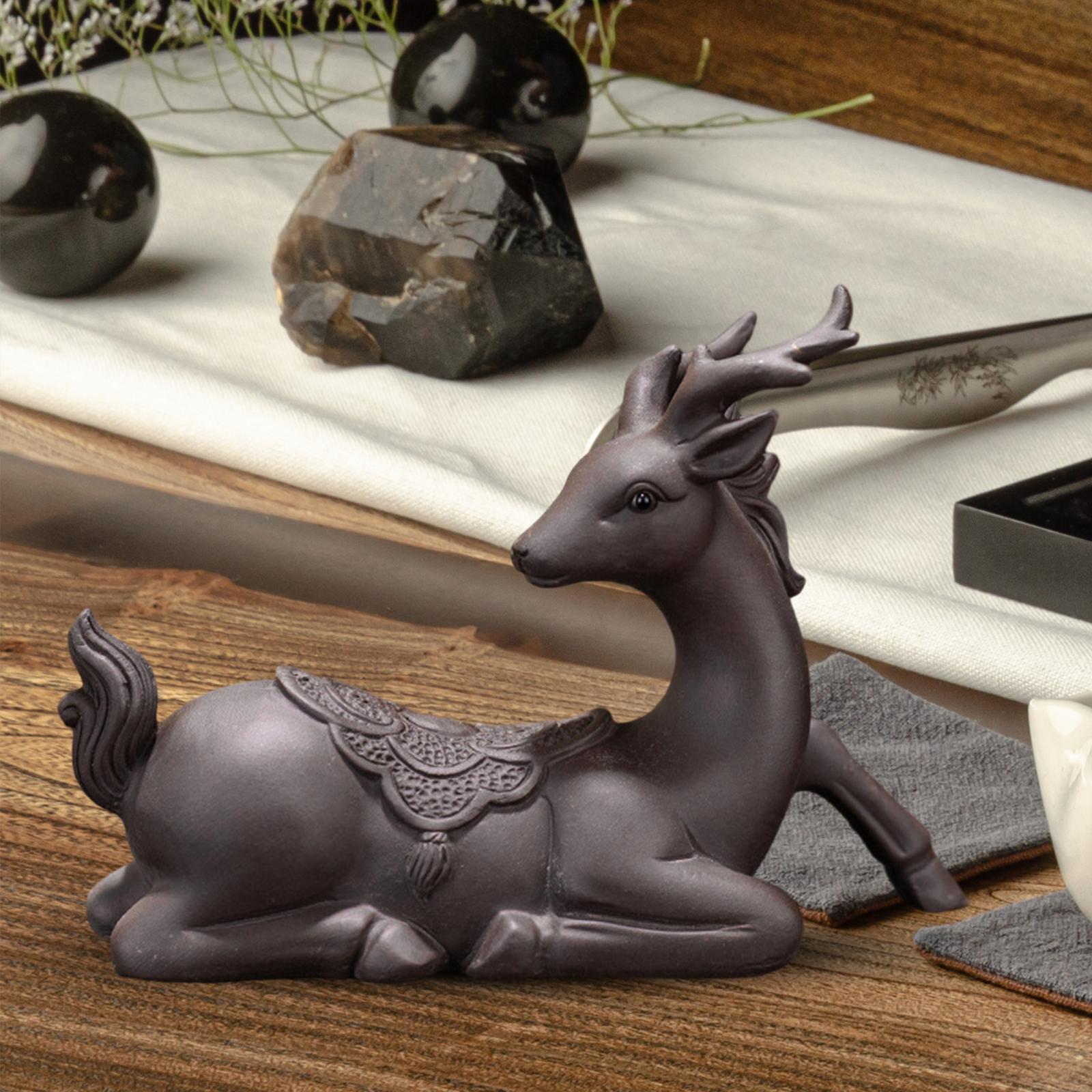 Tea Pet Sculpture Artwork Deer Statue for Table Centerpiece Tearoom Bookcase style D