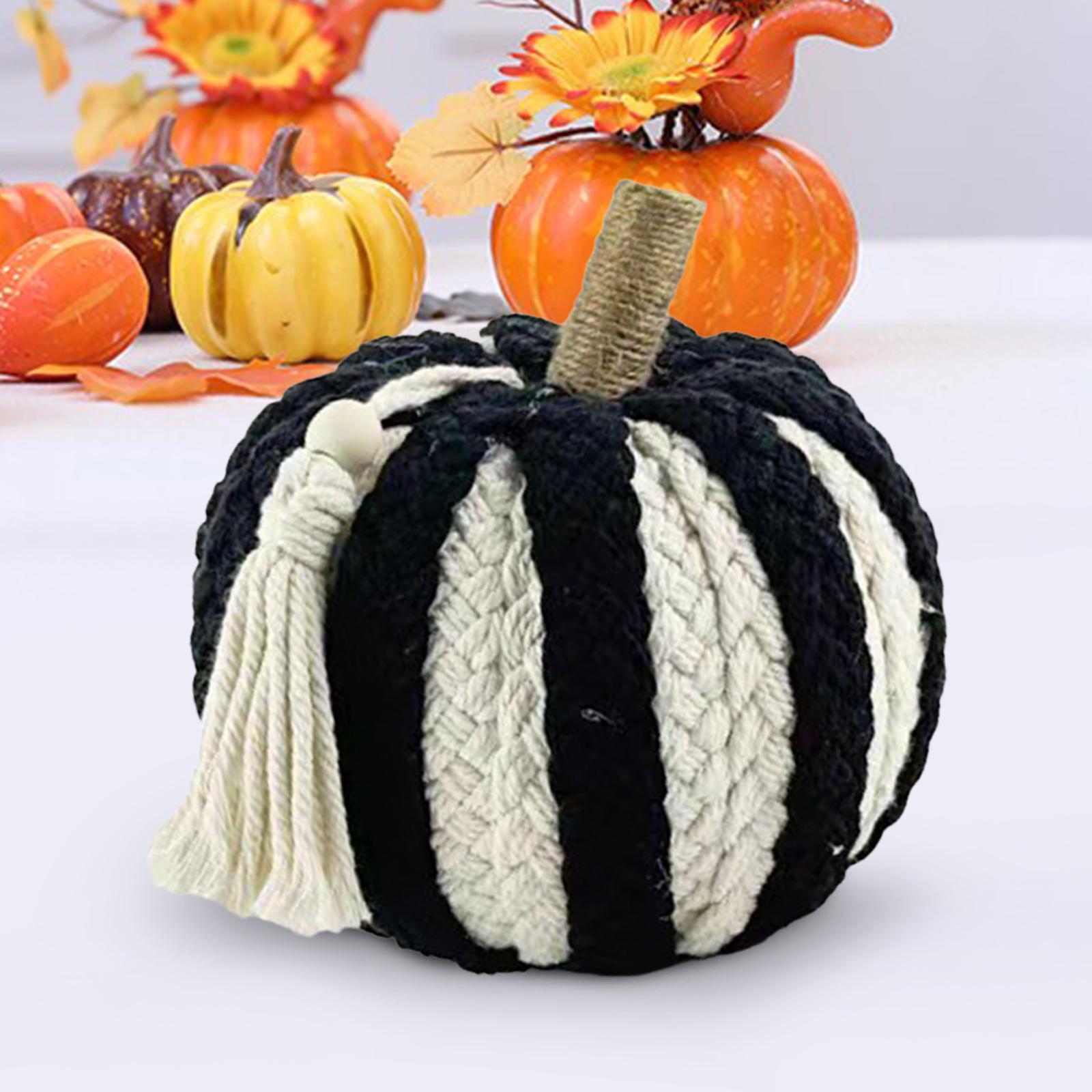 Fall Harvest Pumpkin Handwoven Home Display Dinner Table Artificial Pumpkins Black White