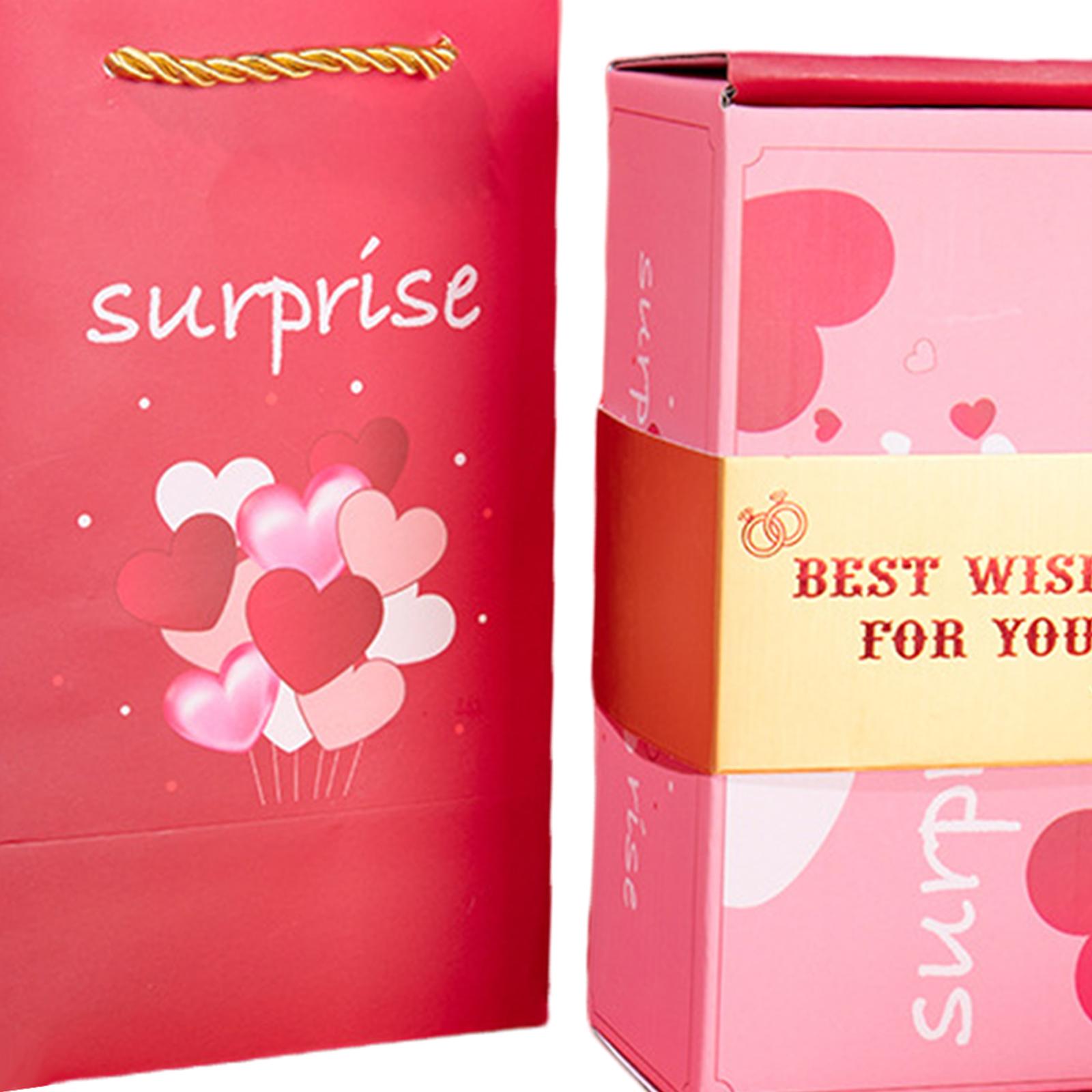 Gift Box DIY Folding Bouncing Gift Boxes for Bridal Showers Wedding Ornament Pink best wishes