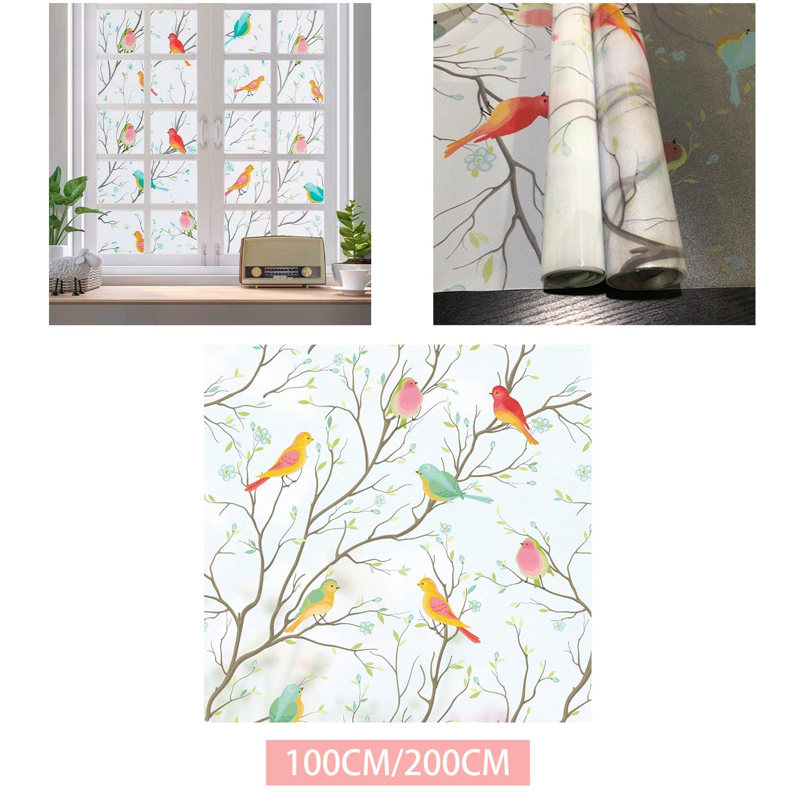 Bird Window Film Creative Colorful Glass Film for Cafe Living Room Apartment 45cmx100cm