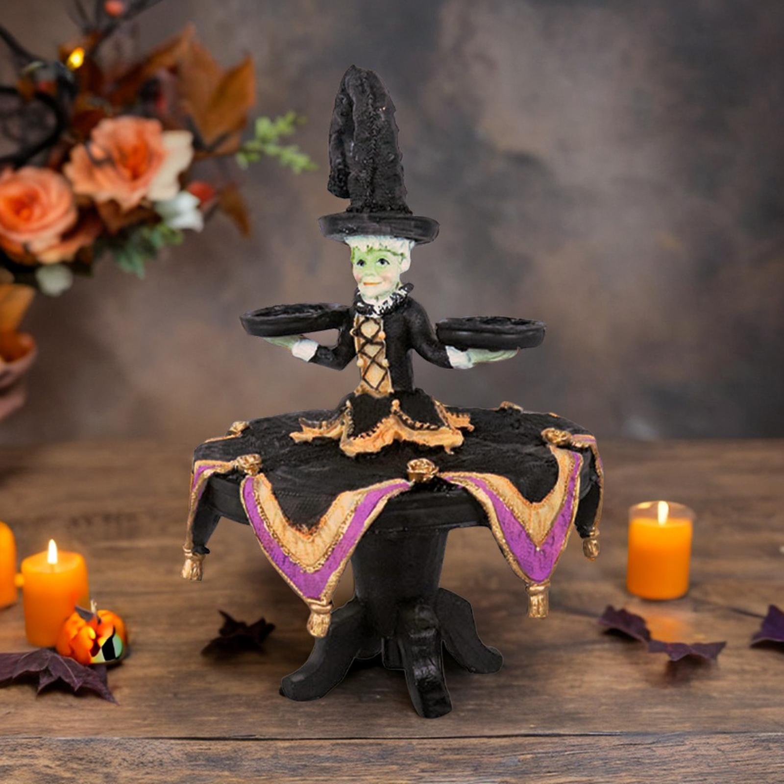 Witch Display Stand Tray Halloween with Tray Witch Sculpture Tray Decoration S