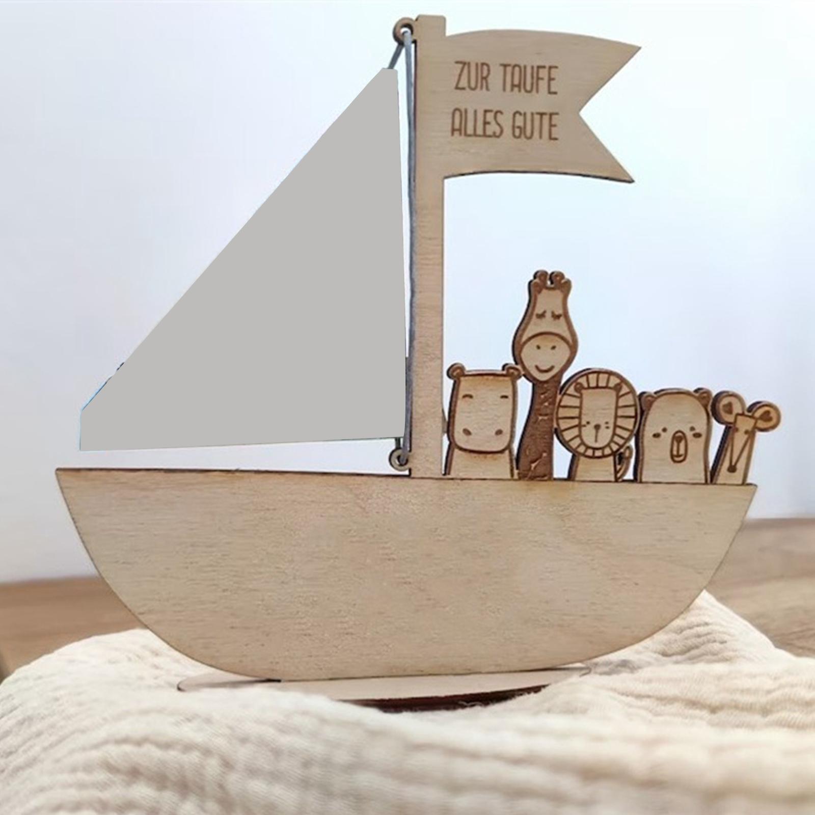 Wood Money Holder Keepsake Boat Shape Clip for Anniversary Thanksgiving Gift