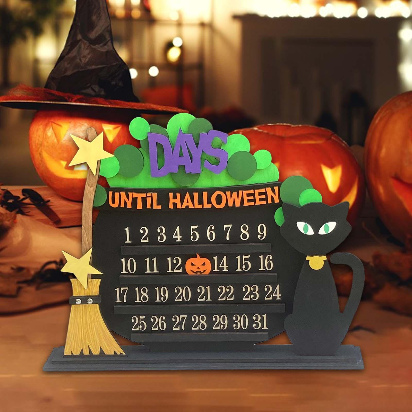 Wood Halloween Advent Calendar DIY Desk Ornament Multifunctional Handicrafts