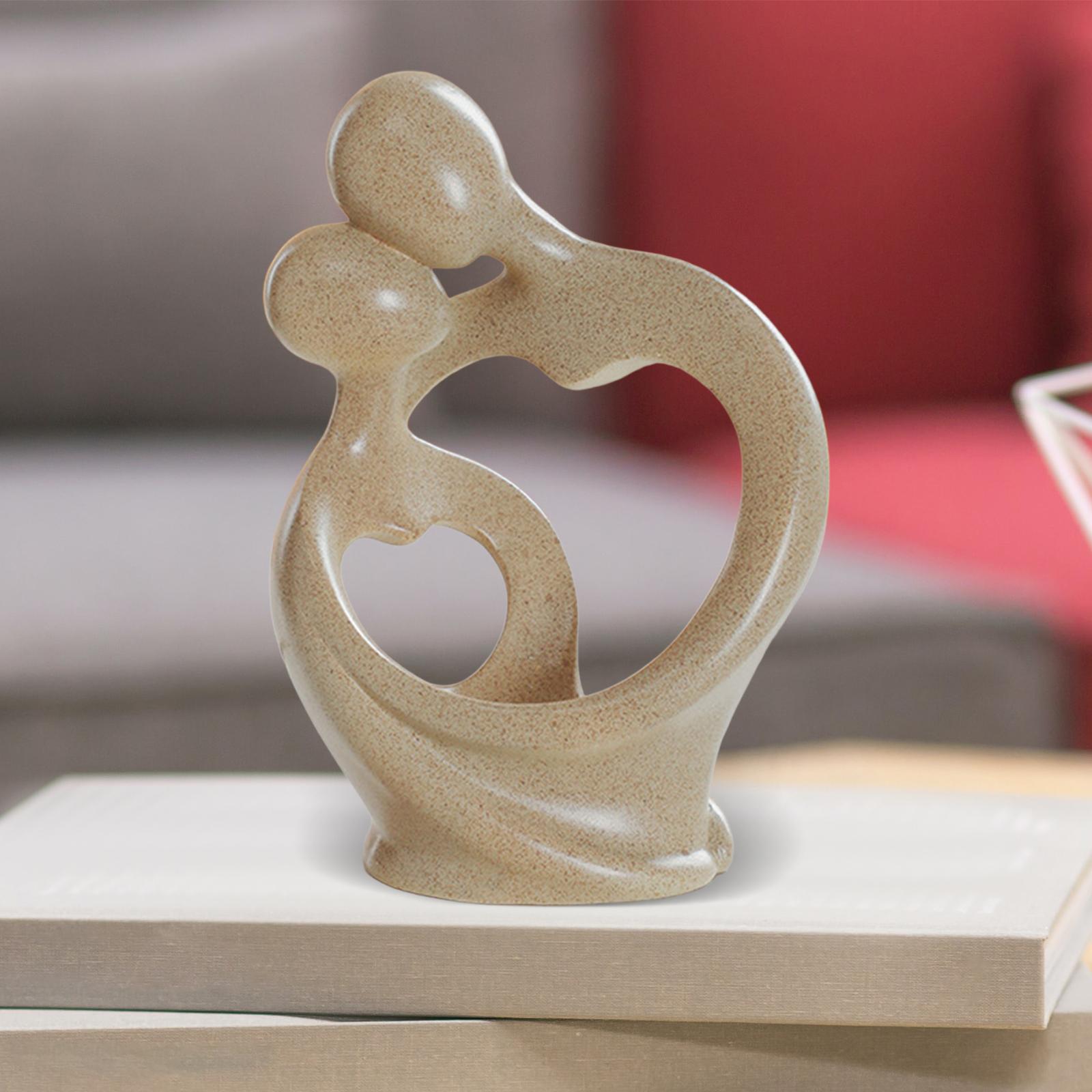 Couple Sculpture Handcraft Abstract Art Figurine for Living Room Shelf Decor Gray