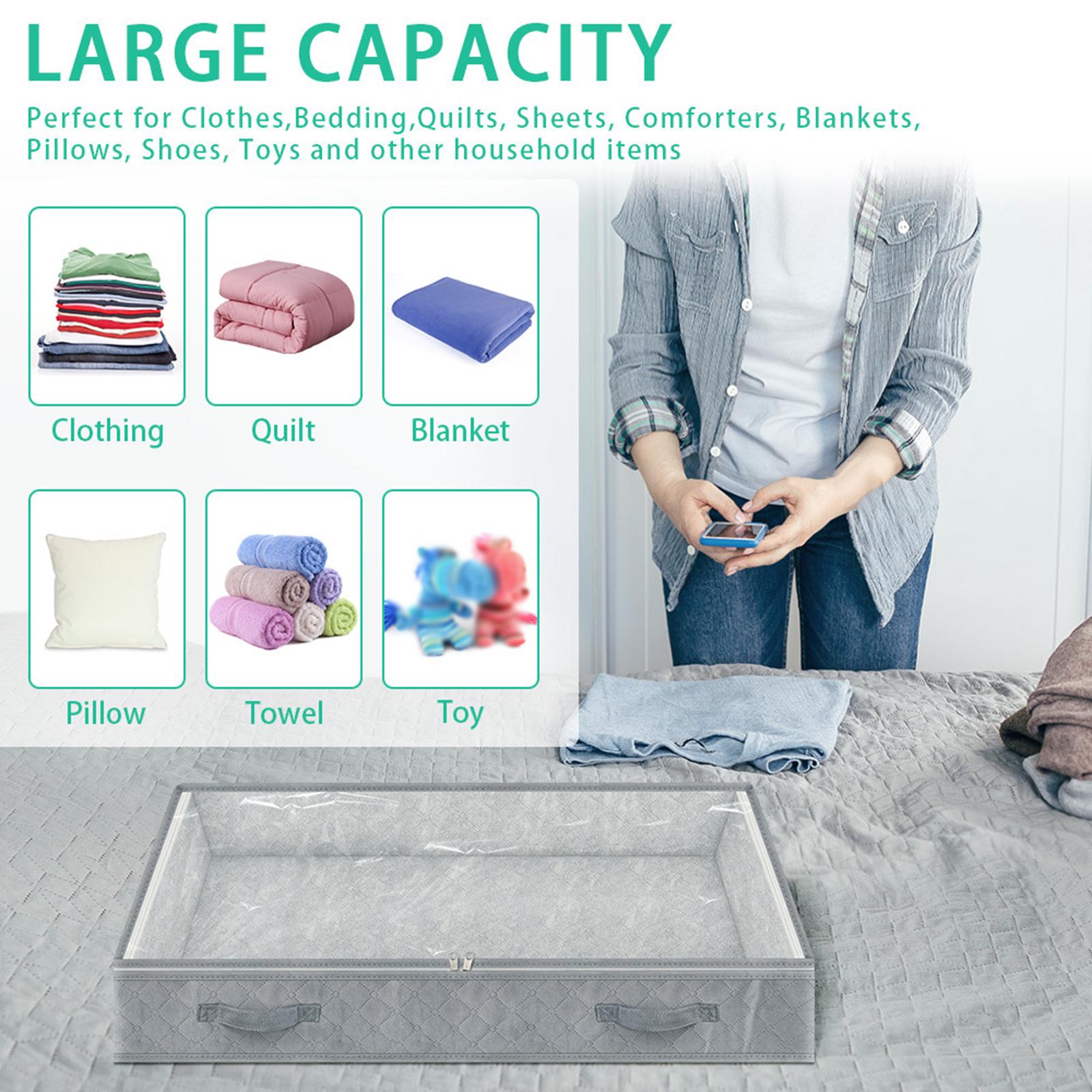 under Bed Storage Bag Stackable Containers for Clothing Quilt Pillow Bedding