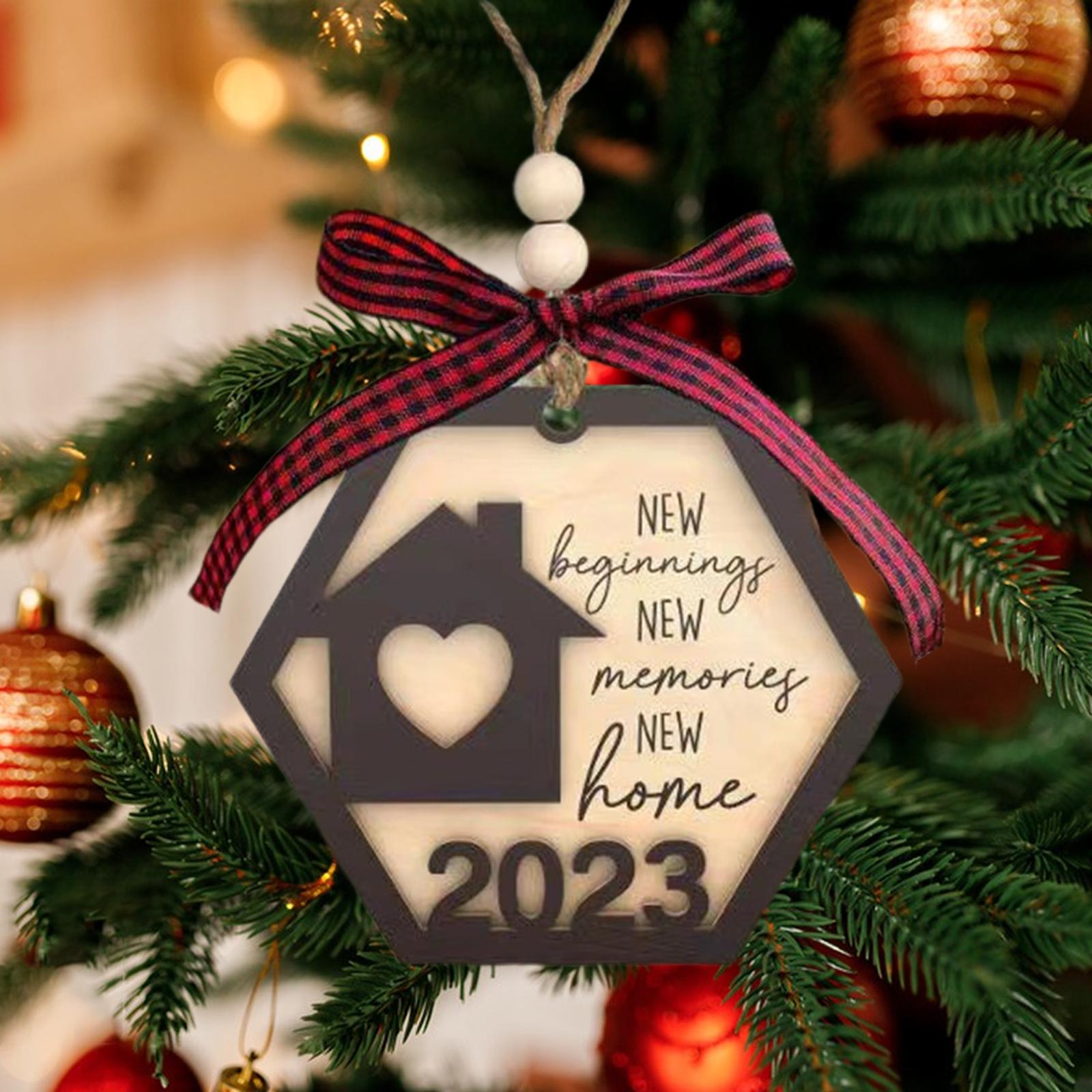 New Home Ornament with Hanging Rope Xmas Party Decoration Housewarming Gift Hexagon 2023
