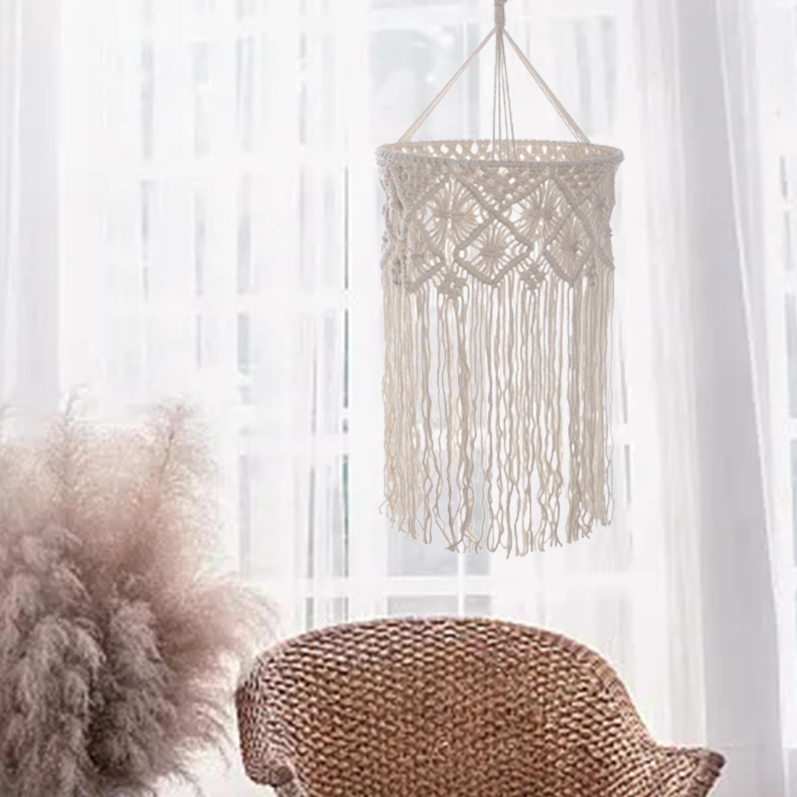 Macrame Hanging Lamp Shade Bohemian Lampshade for Hotel Kitchen Dining Table Style A