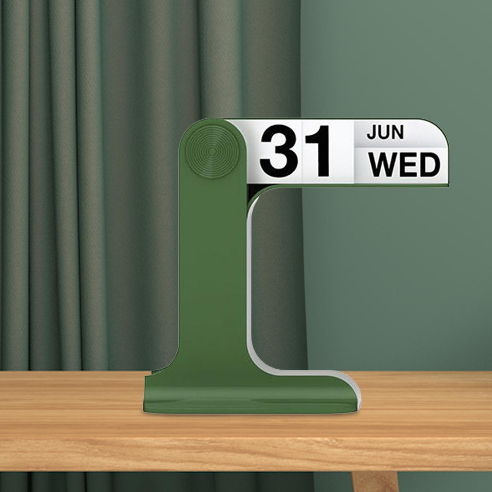 Perpetual Calendar Easy to Use Modern Monthly Durable Standing Desk Ornament green