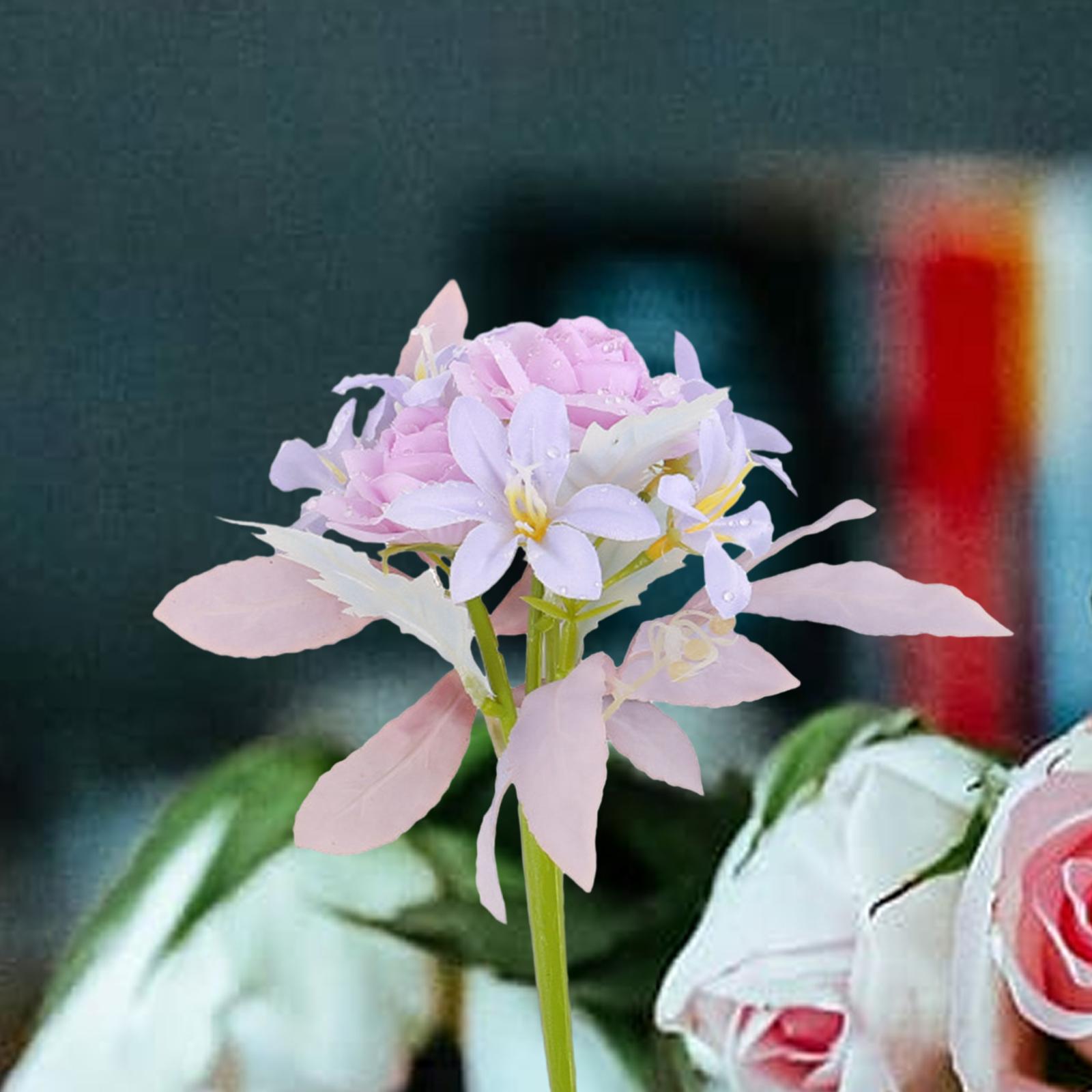 Artificial Flowers Flower Arrangement DIY Bathroom Fake Long Stem Fake Roses Violet