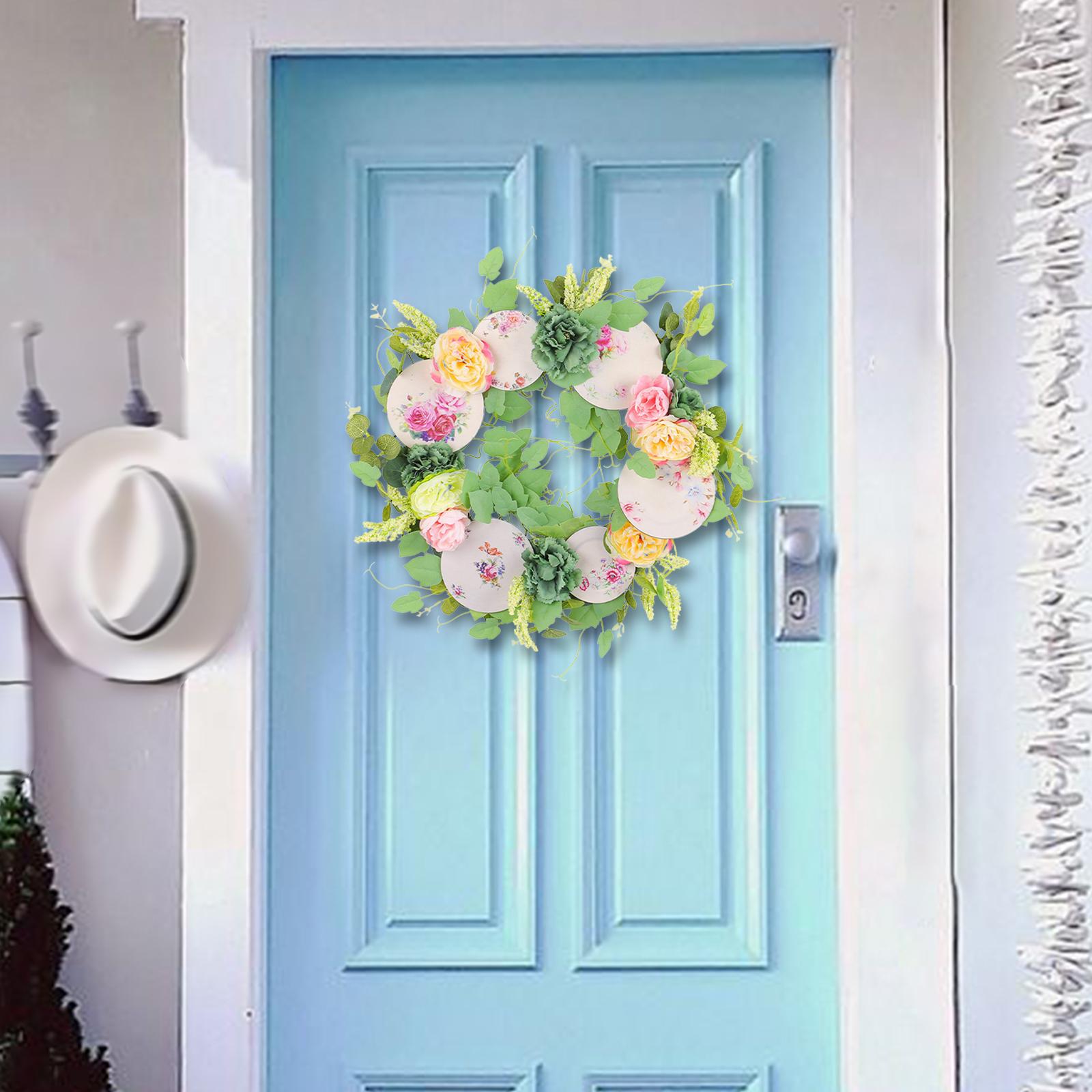 Spring Wreath Floral Durable Artificial Wreath for Festival Farmhouse Garden