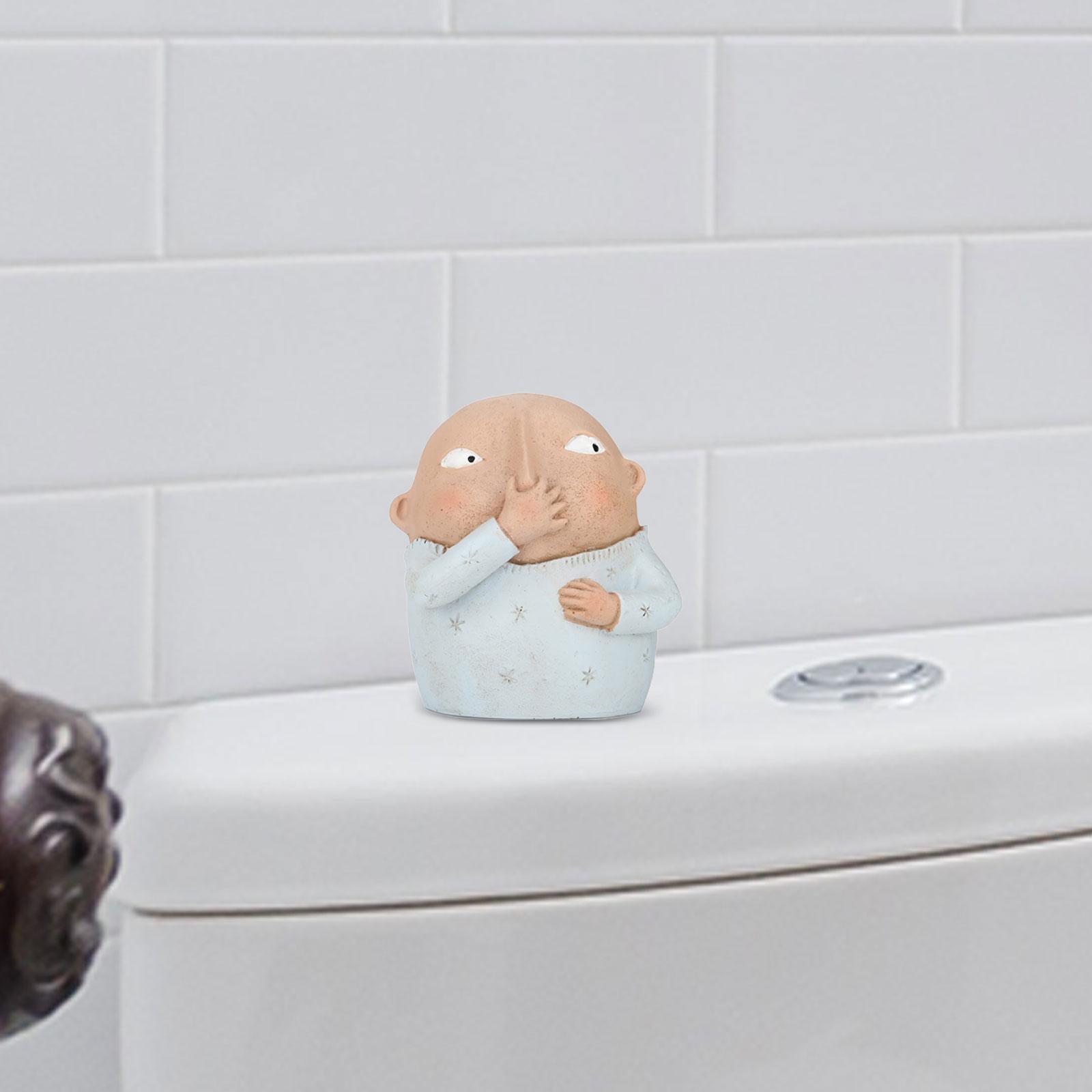 Holding Nose Bathroom Statue Cute Vulgar Figurine for Shelf Laundries Toilet