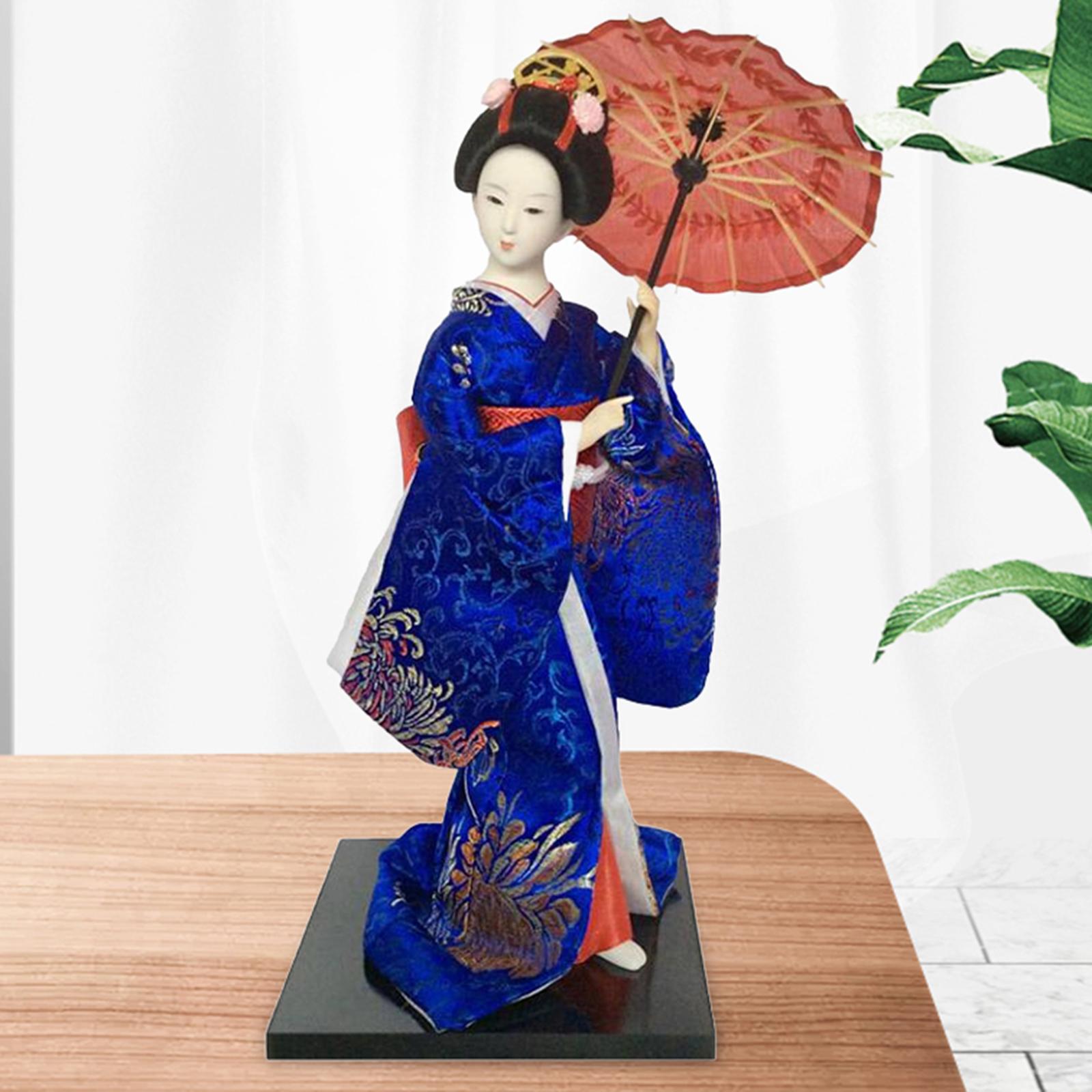 12in Japanese Geisha Handicraft Kimono Dolls Shelf Decor
